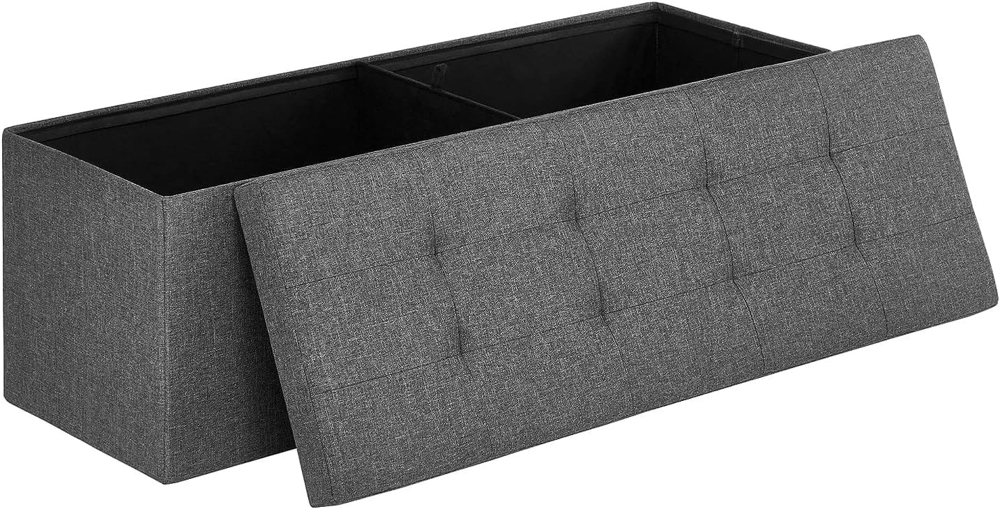 Pufas-daiktadėžė, sulankstomas, tamsiai pilkas, 110 x 38 x 38 cm