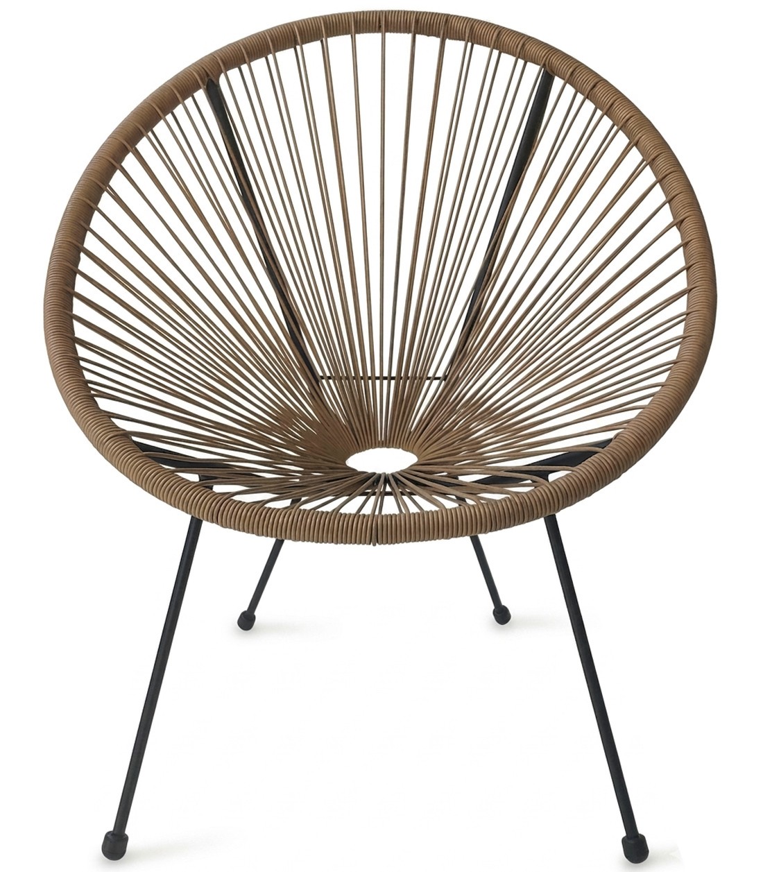 Lauko kėdė su technoratano sėdyne ir metalinėmis kojomis, ratano spalvos, 71 × 75 × 84 cm 2