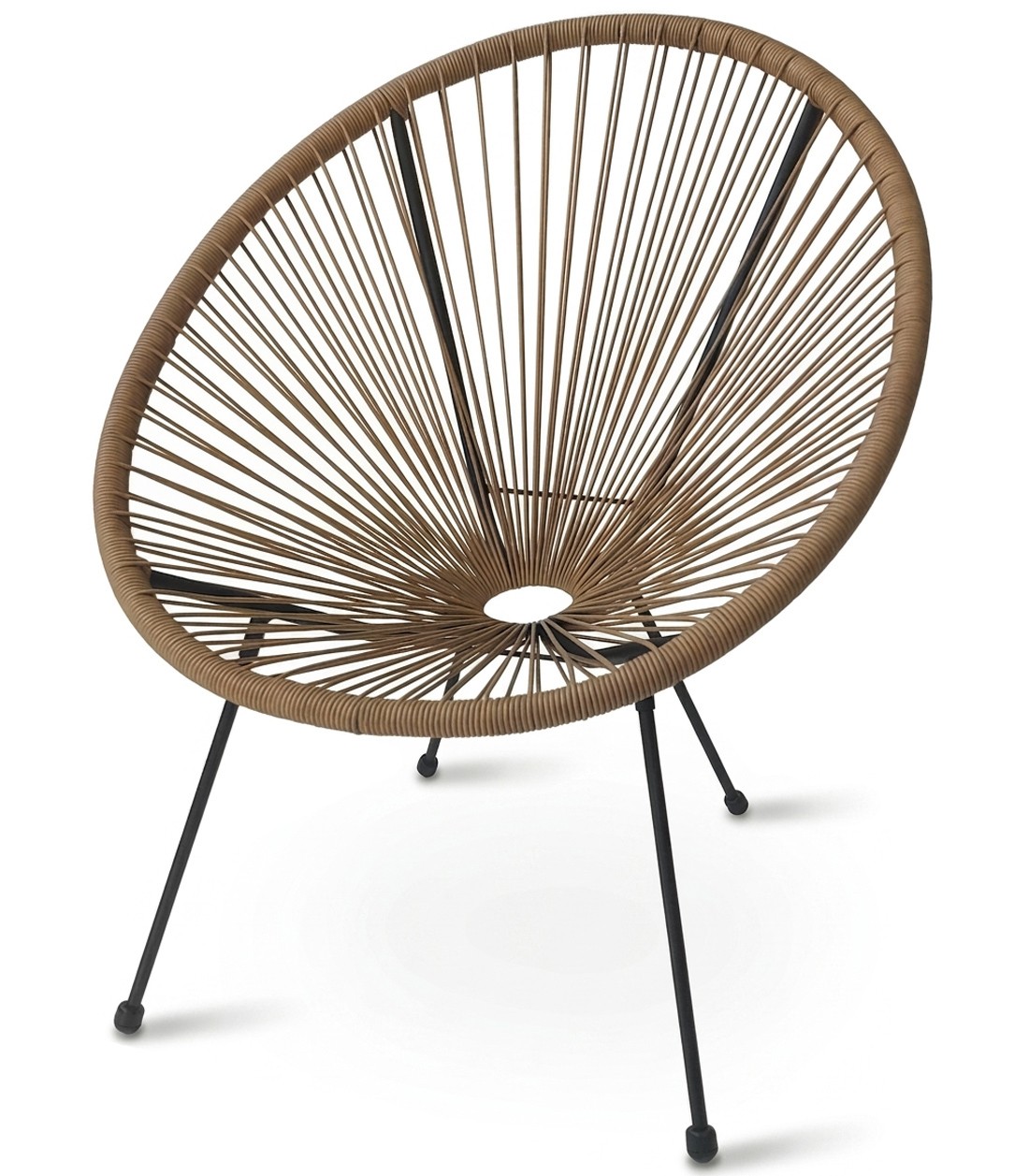Lauko kėdė su technoratano sėdyne ir metalinėmis kojomis, ratano spalvos, 71 × 75 × 84 cm 3