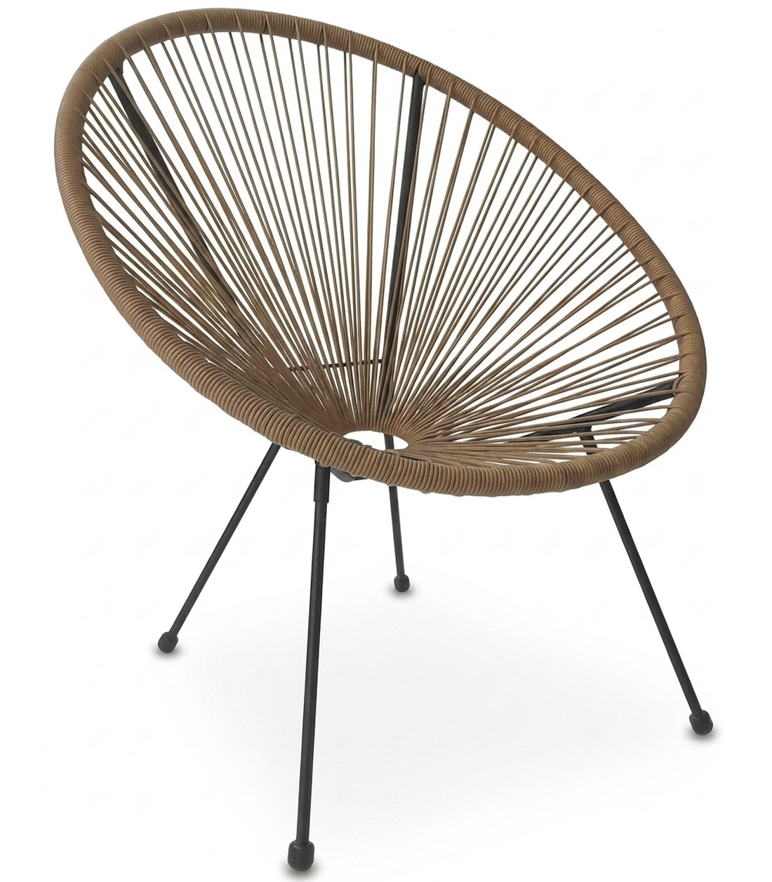 Lauko kėdė su technoratano sėdyne ir metalinėmis kojomis, ratano spalvos, 71 × 75 × 84 cm