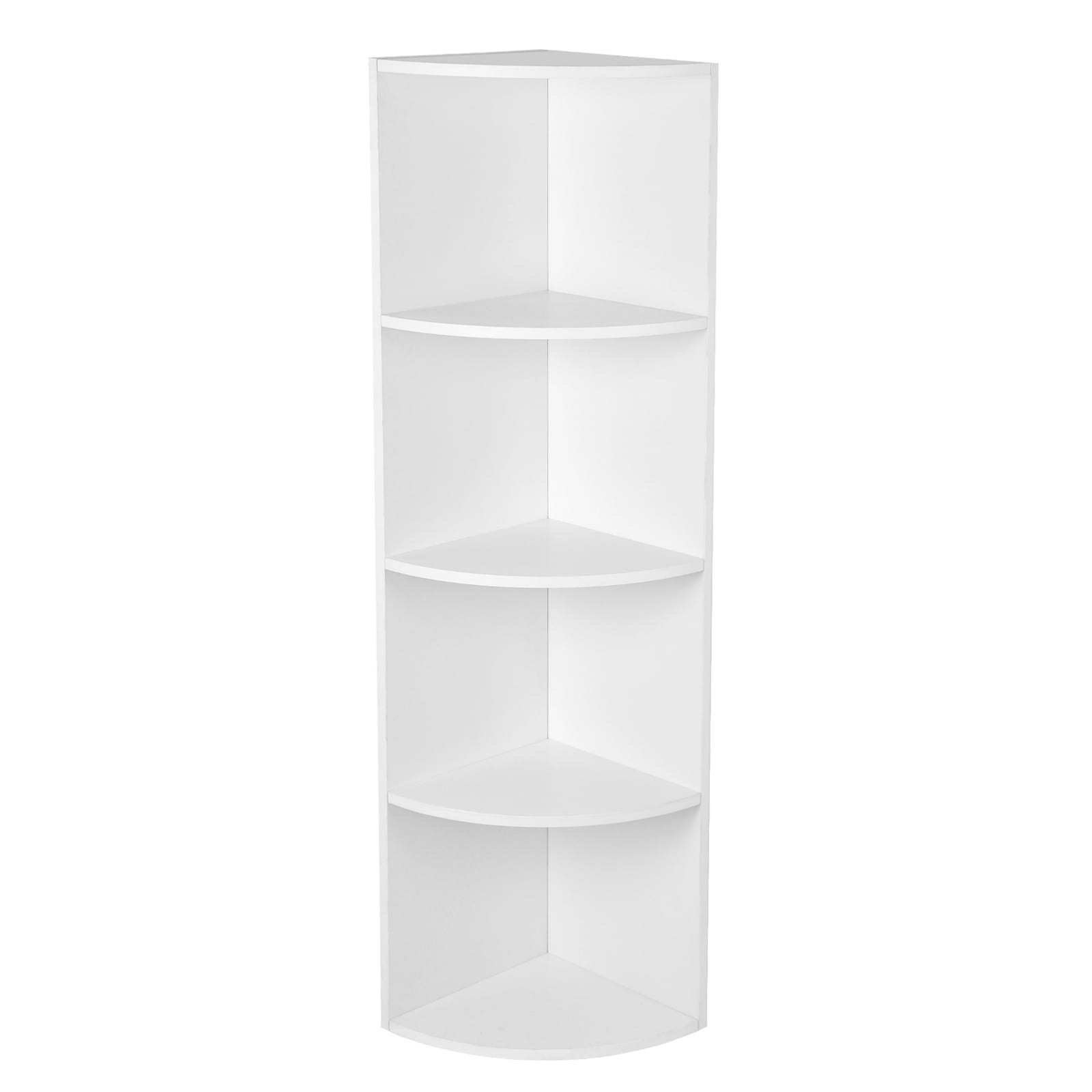 Kampinis stelažas su 5 lentynomis, baltas, 30 × 30 × 129,5 cm
