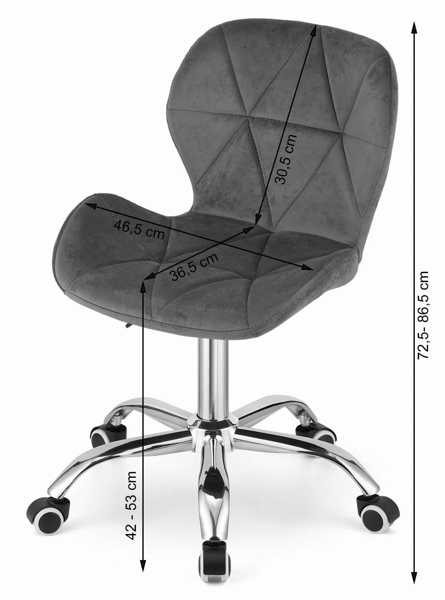 Biuro kėdė AVOLA su aukščio reguliavimu, juoda, 73,5–86,5 × 53,5 × 55 cm 2