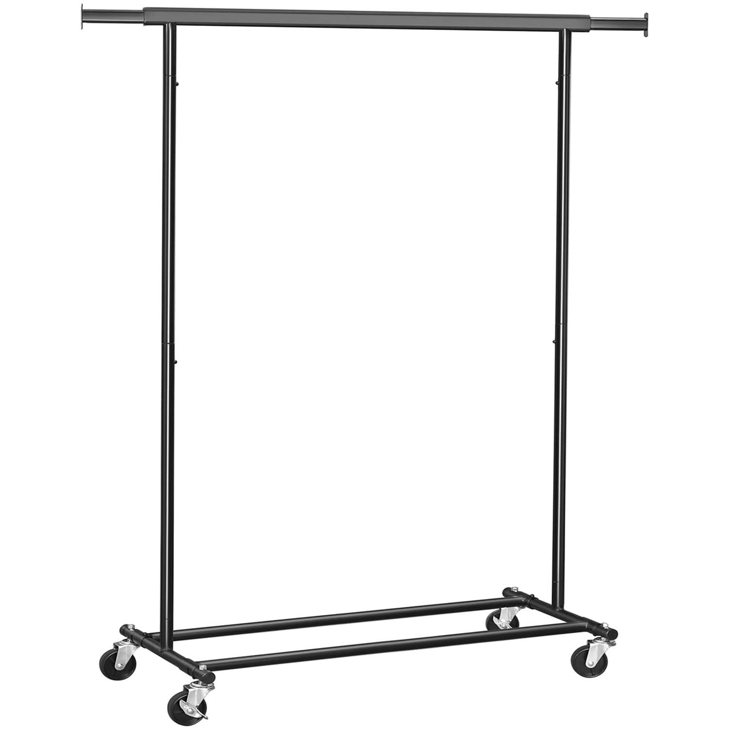 Drabužių kabykla su ratukais ir reguliuojamu pločiu, juoda, 92–132 x 45,4 x 160 cm