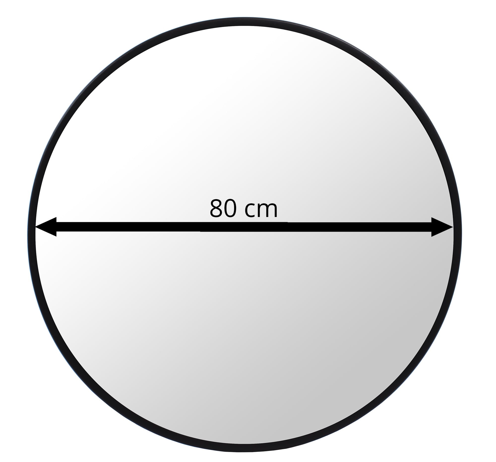Apvalus veidrodis su juodu metaliniu rėmu, Ø 80 cm