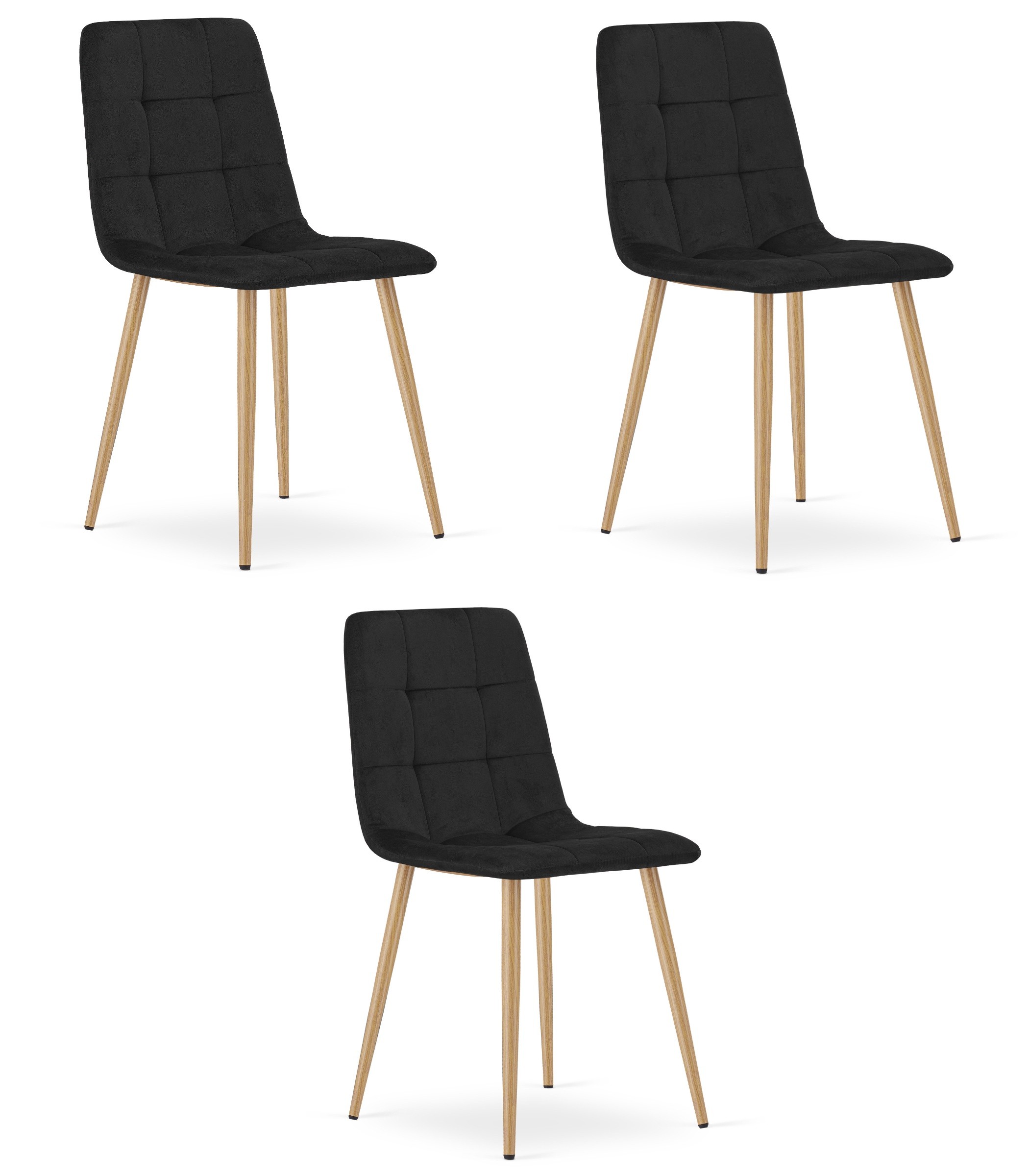 Vidaus kėdė su veliūriniu apmušalu, juoda, 87 cm, 3 vnt.