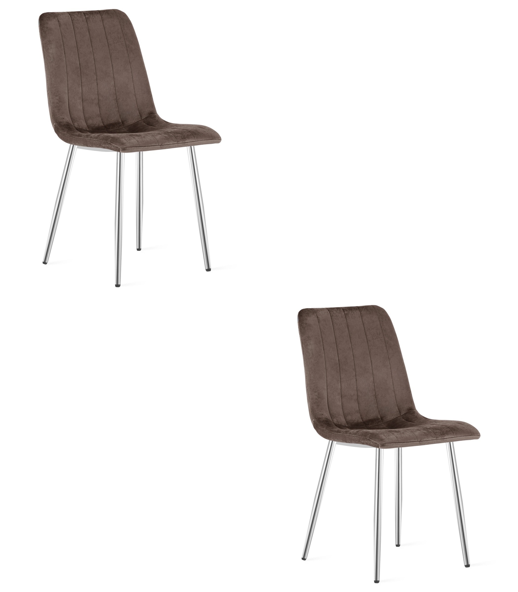 Kėdė su velveto apmušalu ir chromuotomis kojomis, tamsiai ruda, 86 cm, 2 vnt.