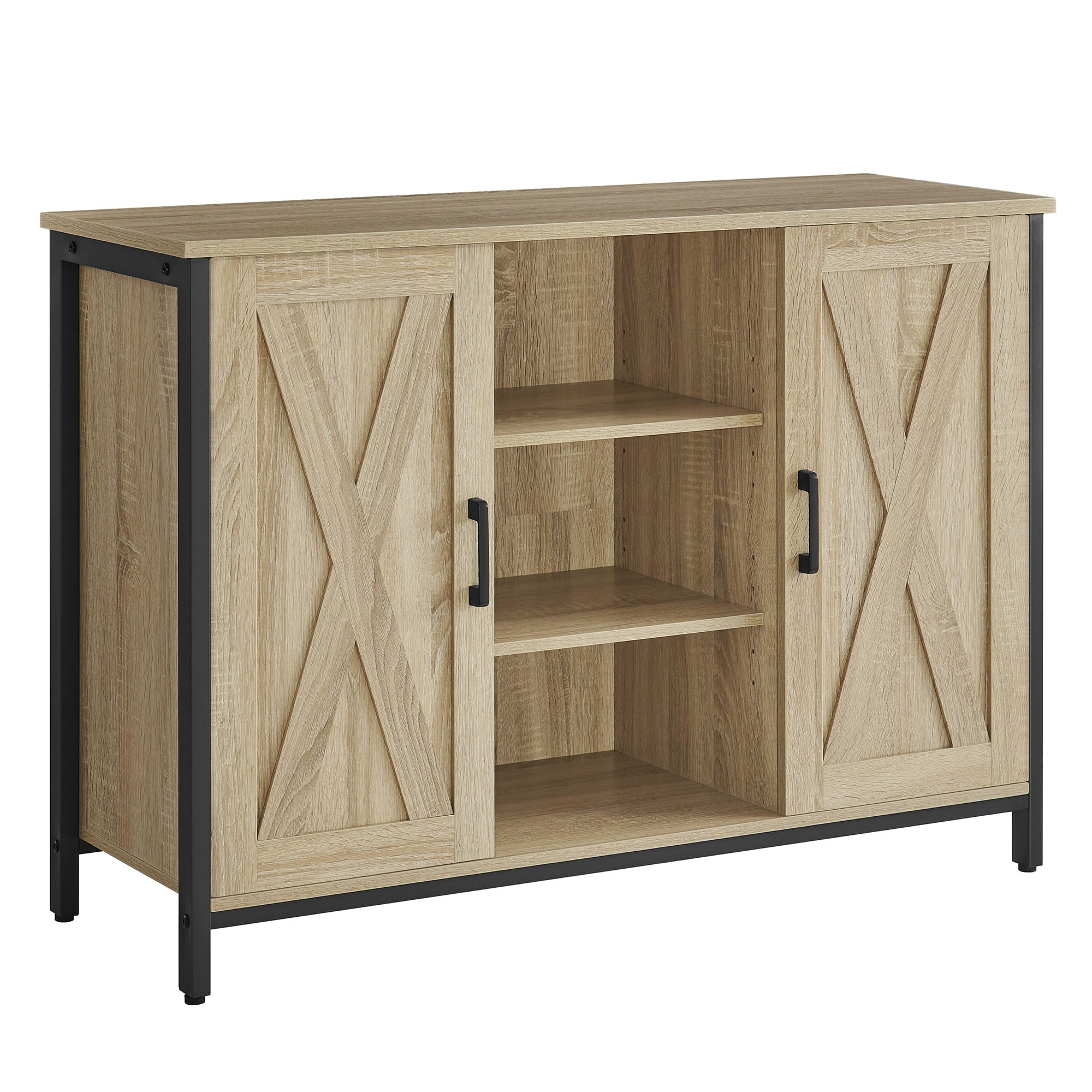 Komoda su reguliuojamomis lentynomis, ruda/juoda, 100 × 35 × 70 cm