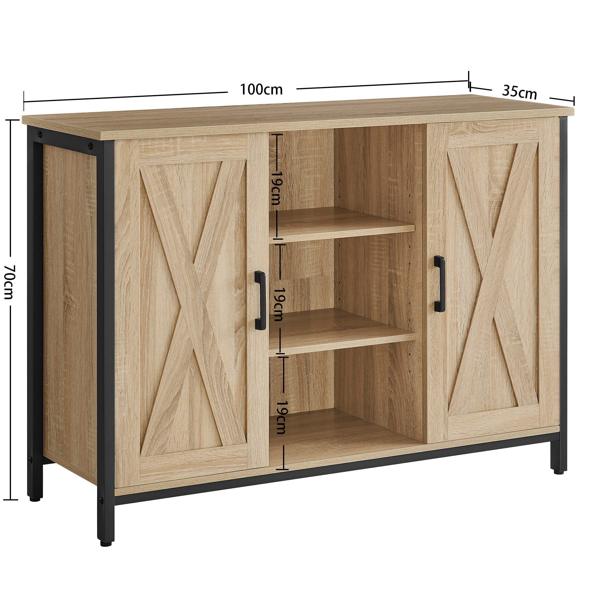 Komoda su reguliuojamomis lentynomis, ruda/juoda, 100 × 35 × 70 cm 2