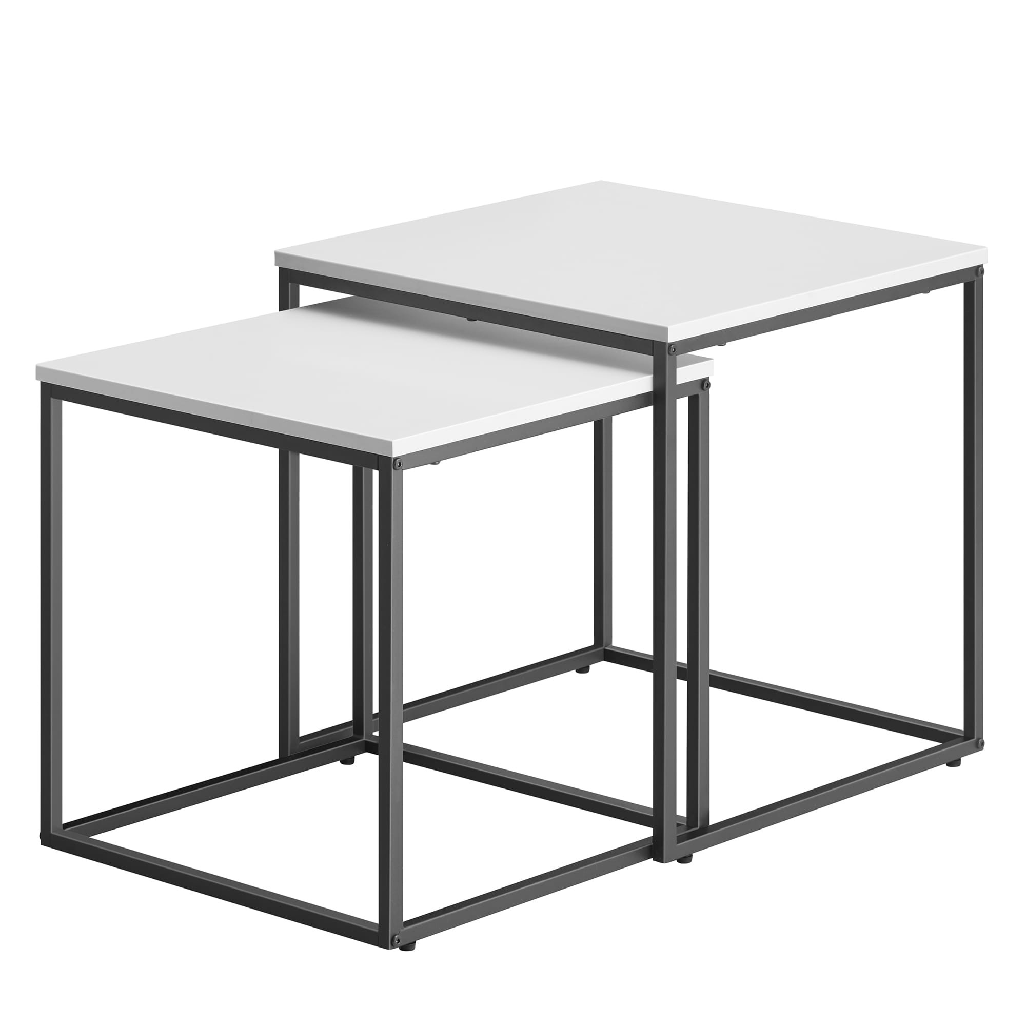 Kavos staliukai, 2 vnt., balti, 50 x 50 x 50,5 cm ir 45 x 45 x 45,5 cm