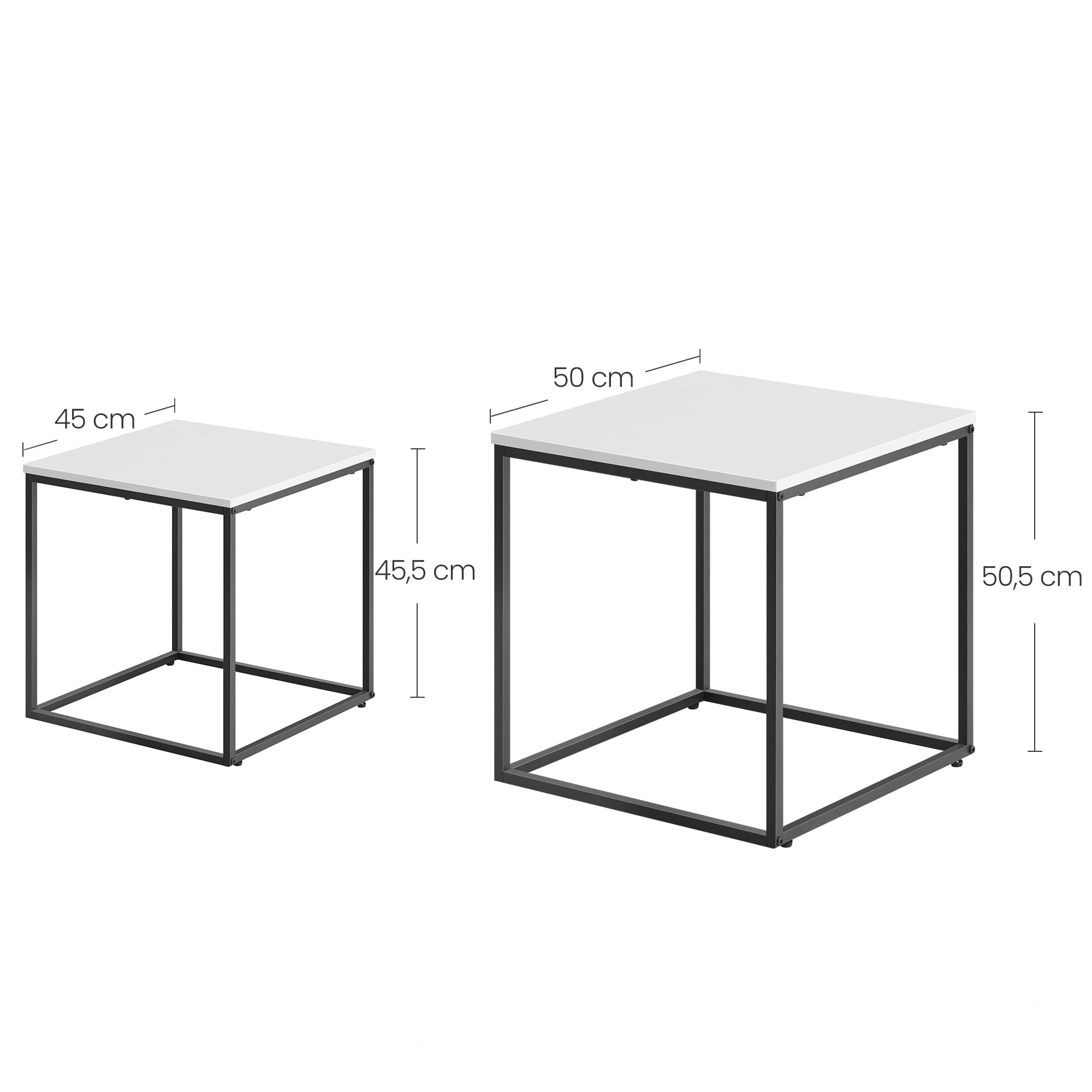 Kavos staliukai, 2 vnt., balti, 50 x 50 x 50,5 cm ir 45 x 45 x 45,5 cm 3