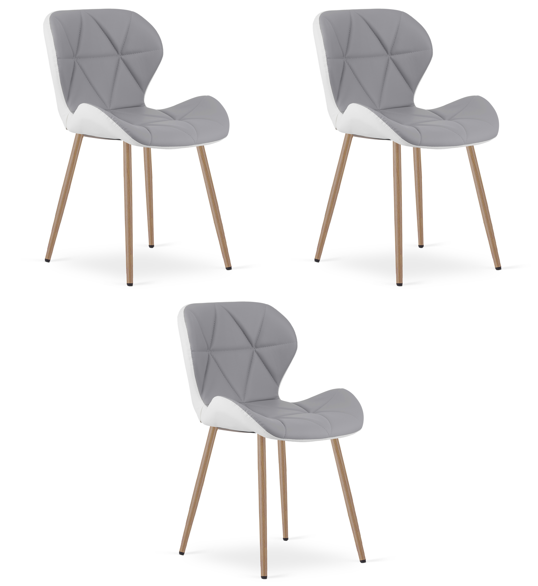 Kėdė Mango su dirbtinės odos sėdyne, pilka-balta, 76,5 × 46 × 53 cm, 3 vnt.