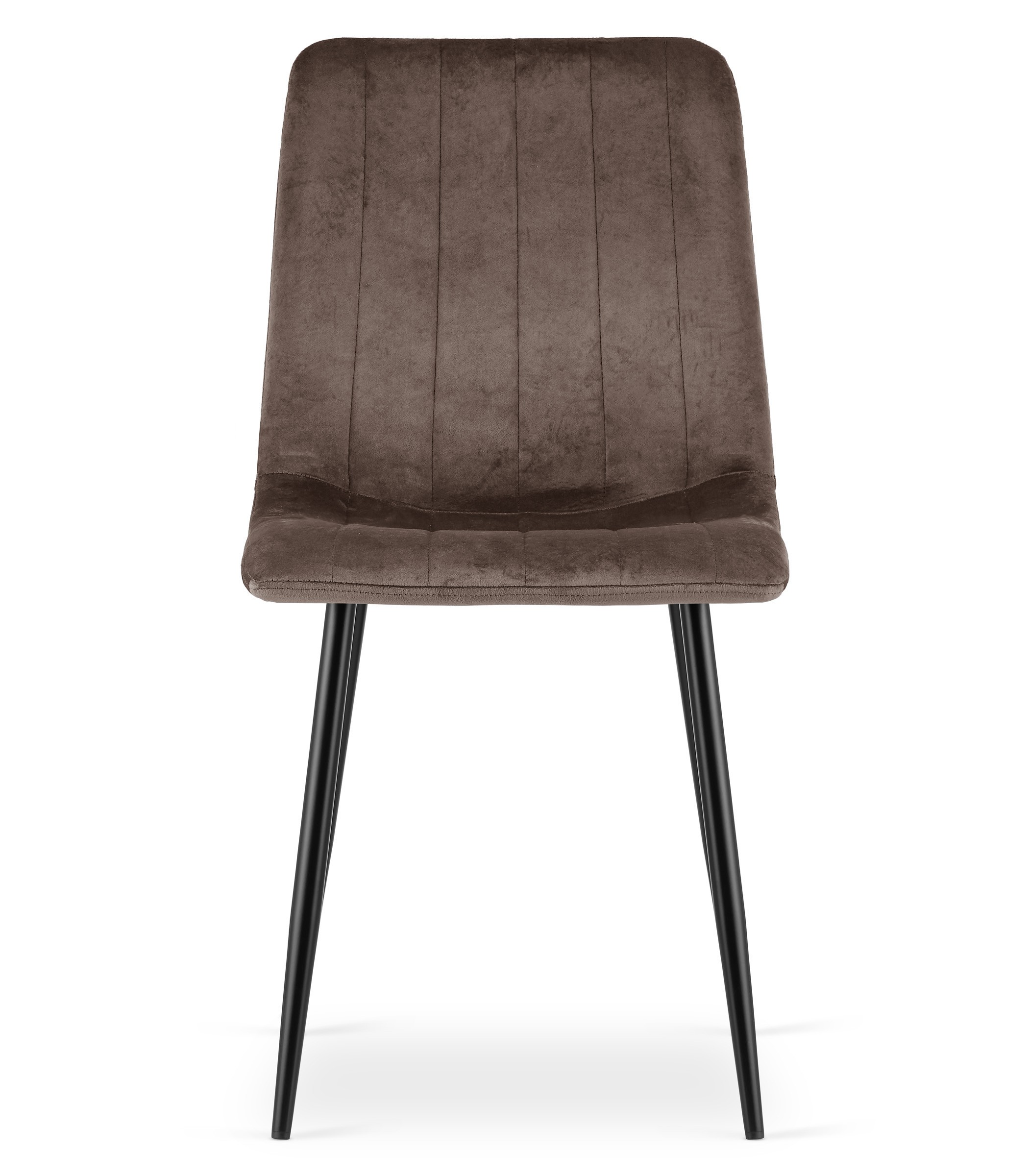 Aksominė kėdė su juodomis metalinėmis kojomis, tamsiai ruda, 86 cm