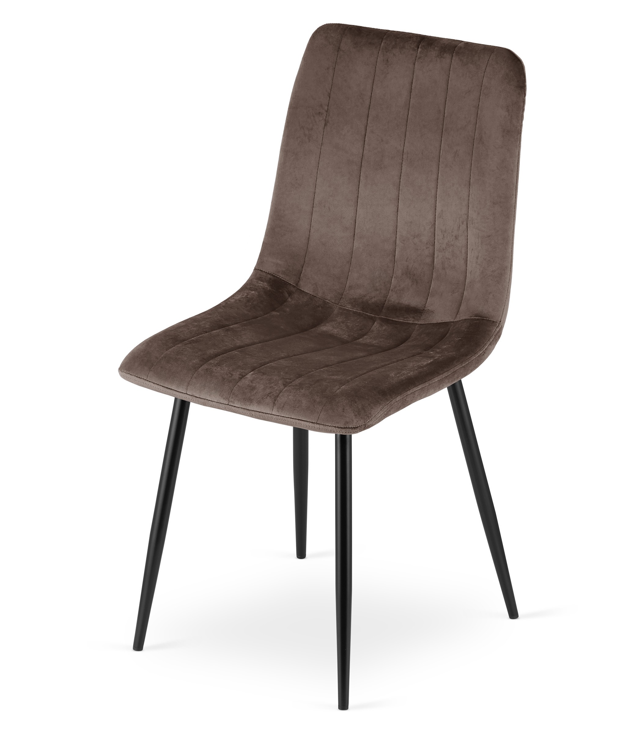 Aksominė kėdė su juodomis metalinėmis kojomis, tamsiai ruda, 86 cm 2
