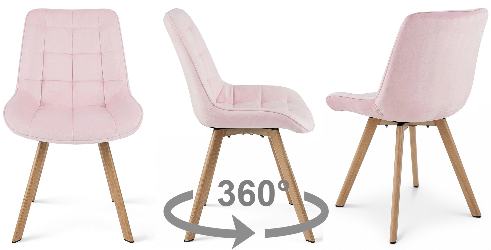 Biuro kėdė 360, pasukama 360°, šviesiai rožinė, 86 cm, 3 vnt. 2