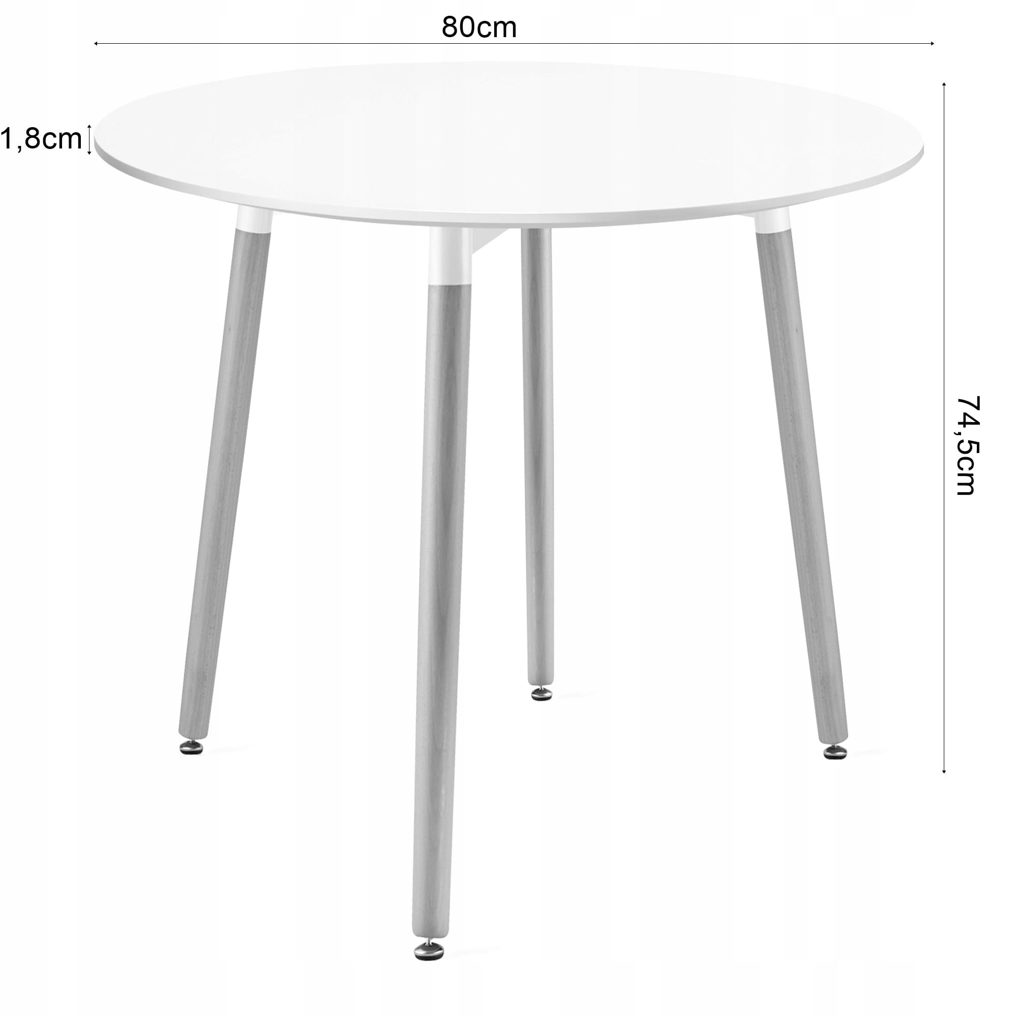 Stalo ir kėdžių komplektas KAMI su apvaliu stalu, baltas ir pilkas, Ø 80 cm, 4 kėdės 2