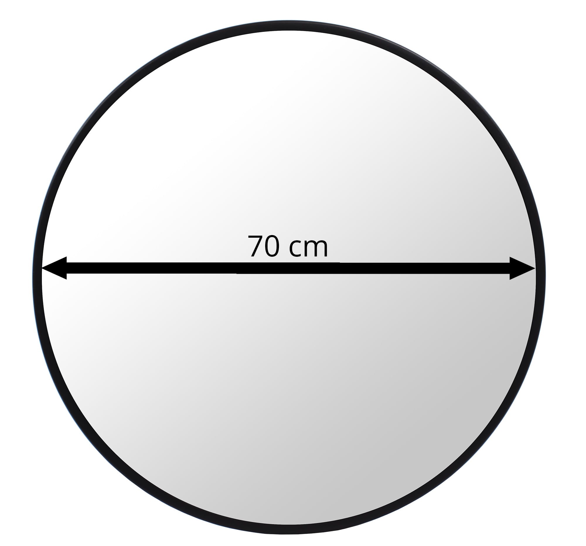 Apvalus veidrodis su juodu metaliniu rėmu, Ø 70 cm