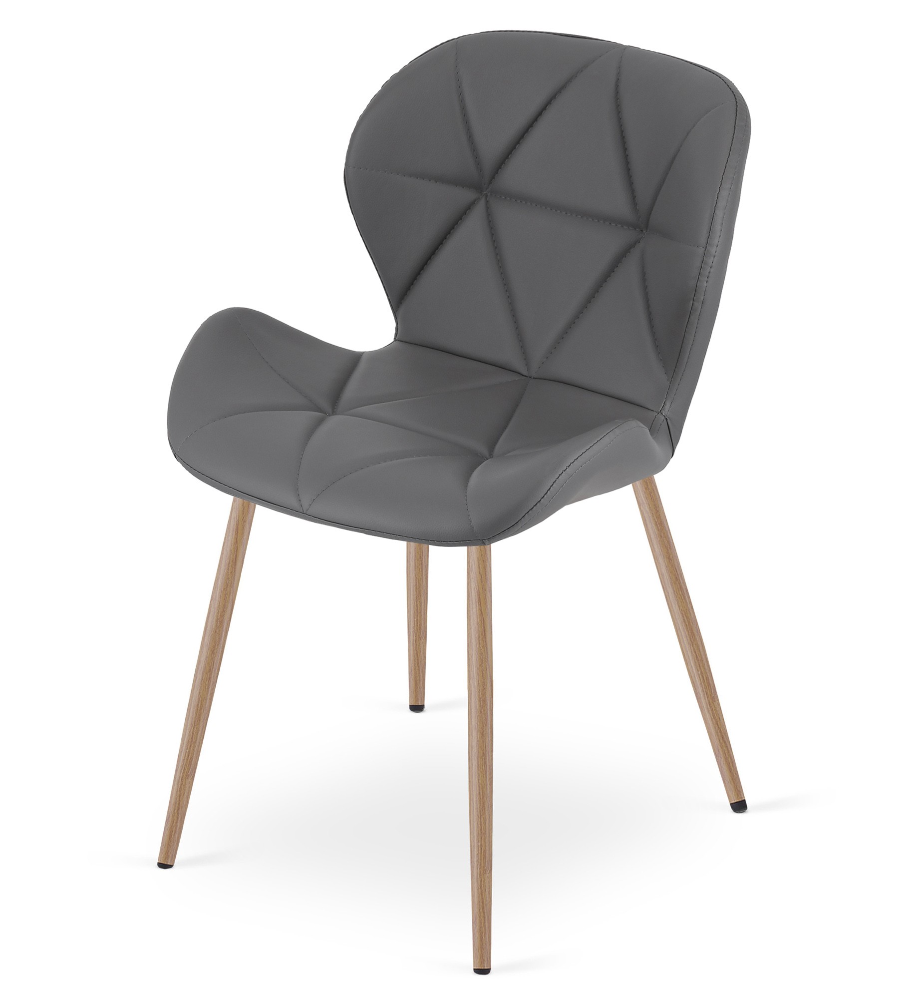 Kėdė su dirbtinės odos sėdyne, pilka, 76,5 × 46 × 53 cm 3