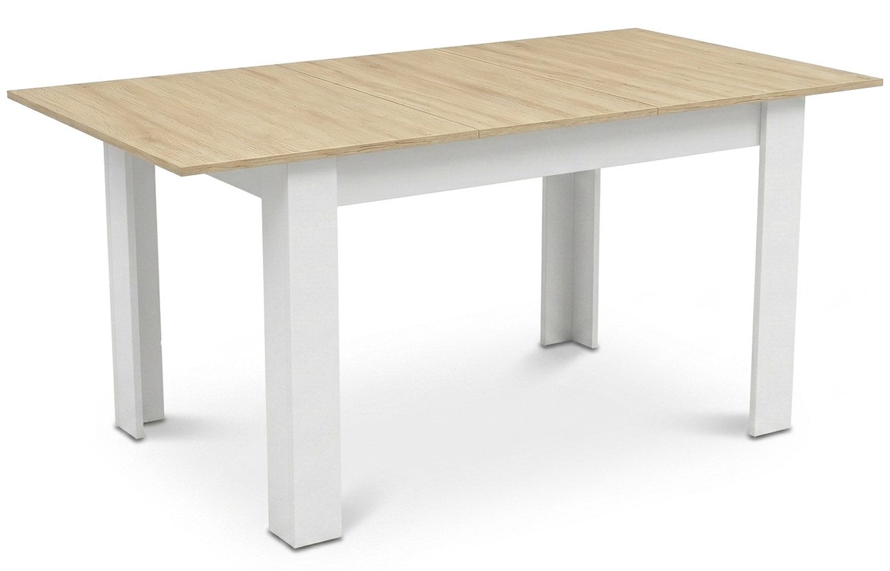 Išskleidžiamas stačiakampis stalas, Sonoma su baltomis kojomis, 120–160 × 80 × 75 cm