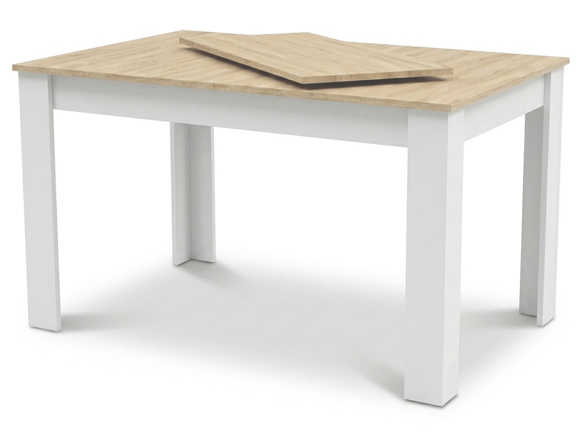 Išskleidžiamas stačiakampis stalas, Sonoma su baltomis kojomis, 120–160 × 80 × 75 cm 2