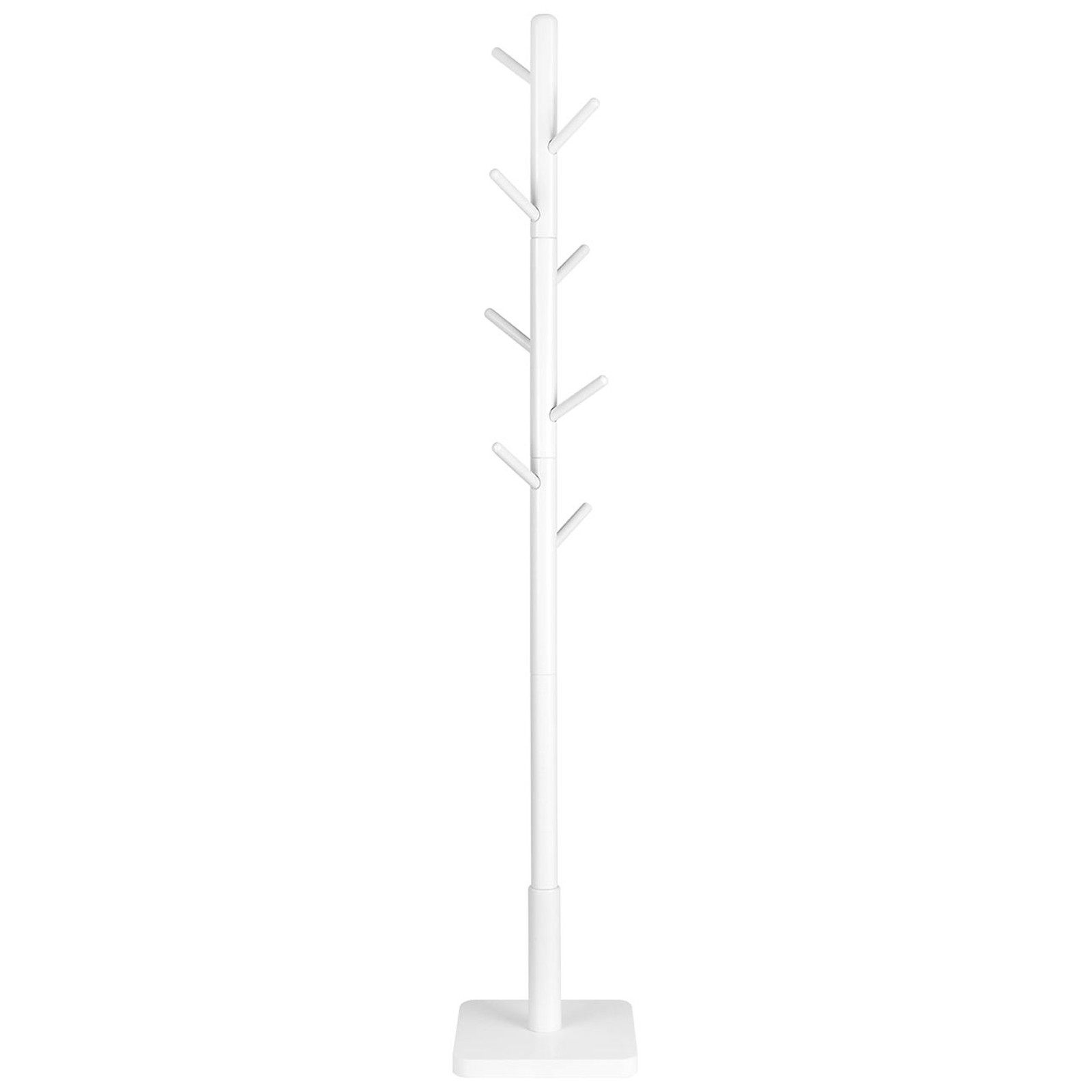 Pastatoma drabužių kabykla su 8 kabliais, balta, 30 x 30 x 175 cm