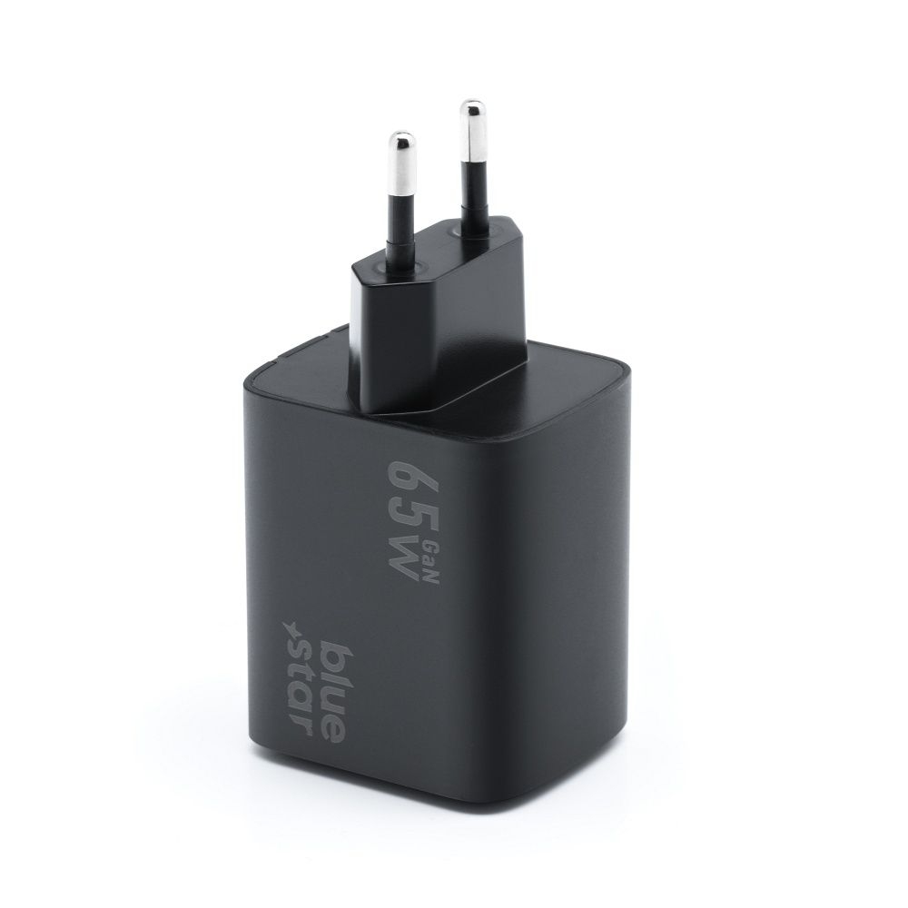 Blue star travel charger gan 4a 65w 2 x type c + usb a pd qc4.0 vt-43 black