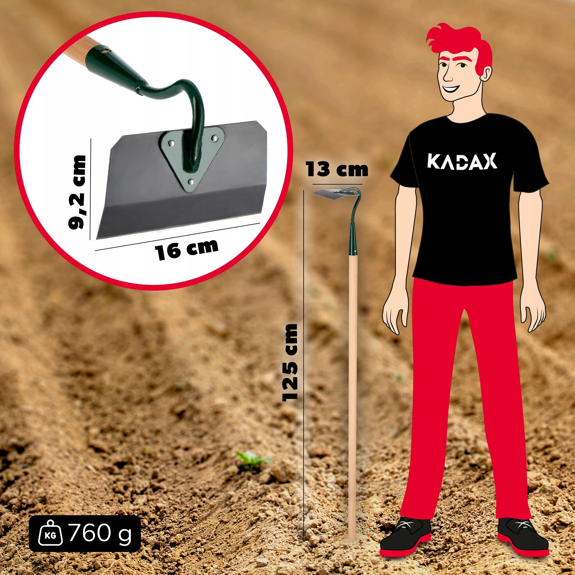 Didelis grūdintas kaplis su sodo rankena 16 cm