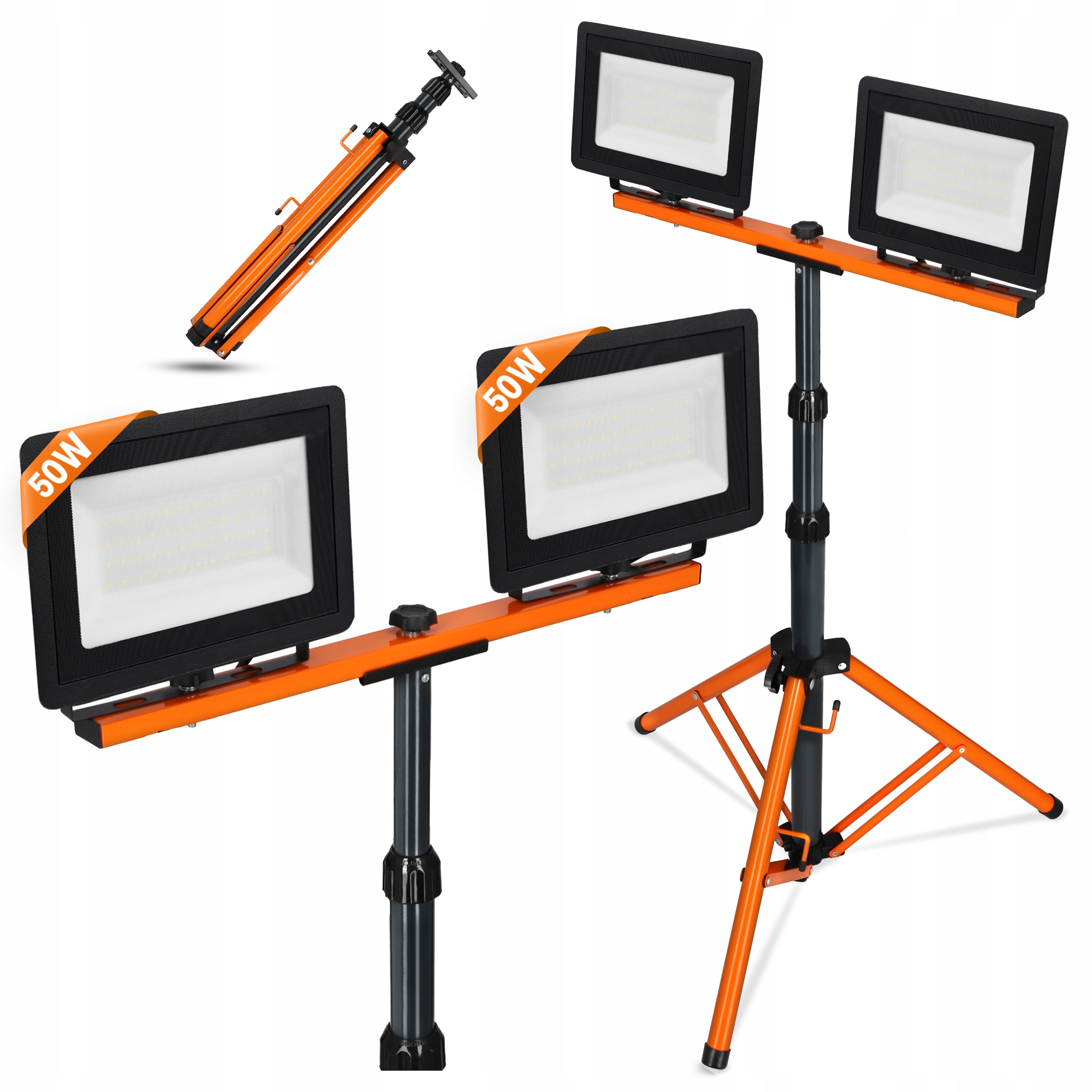 Led halogeninė statybų darbo lampa su stovu, 100w, 9000 lm