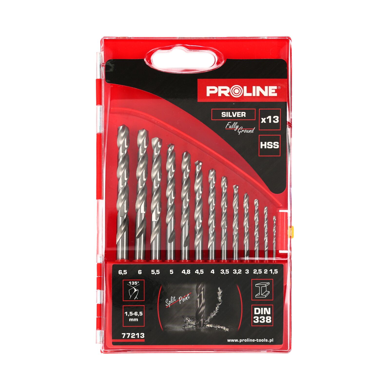 Metalo gręžimo rinkinys hss-g 1,5-6,5 mm 13gb proline