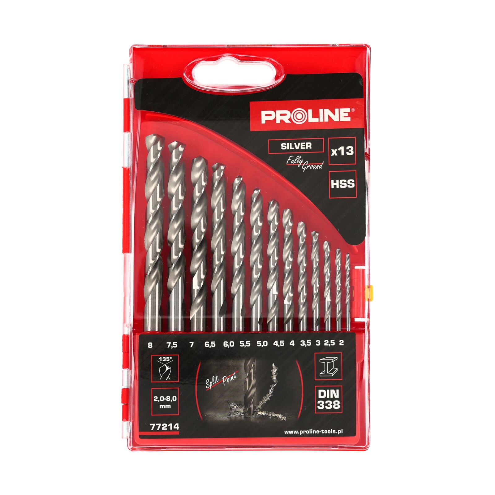 Metalo gręžimo rinkinys hss-g 2-8 mm 13gb proline