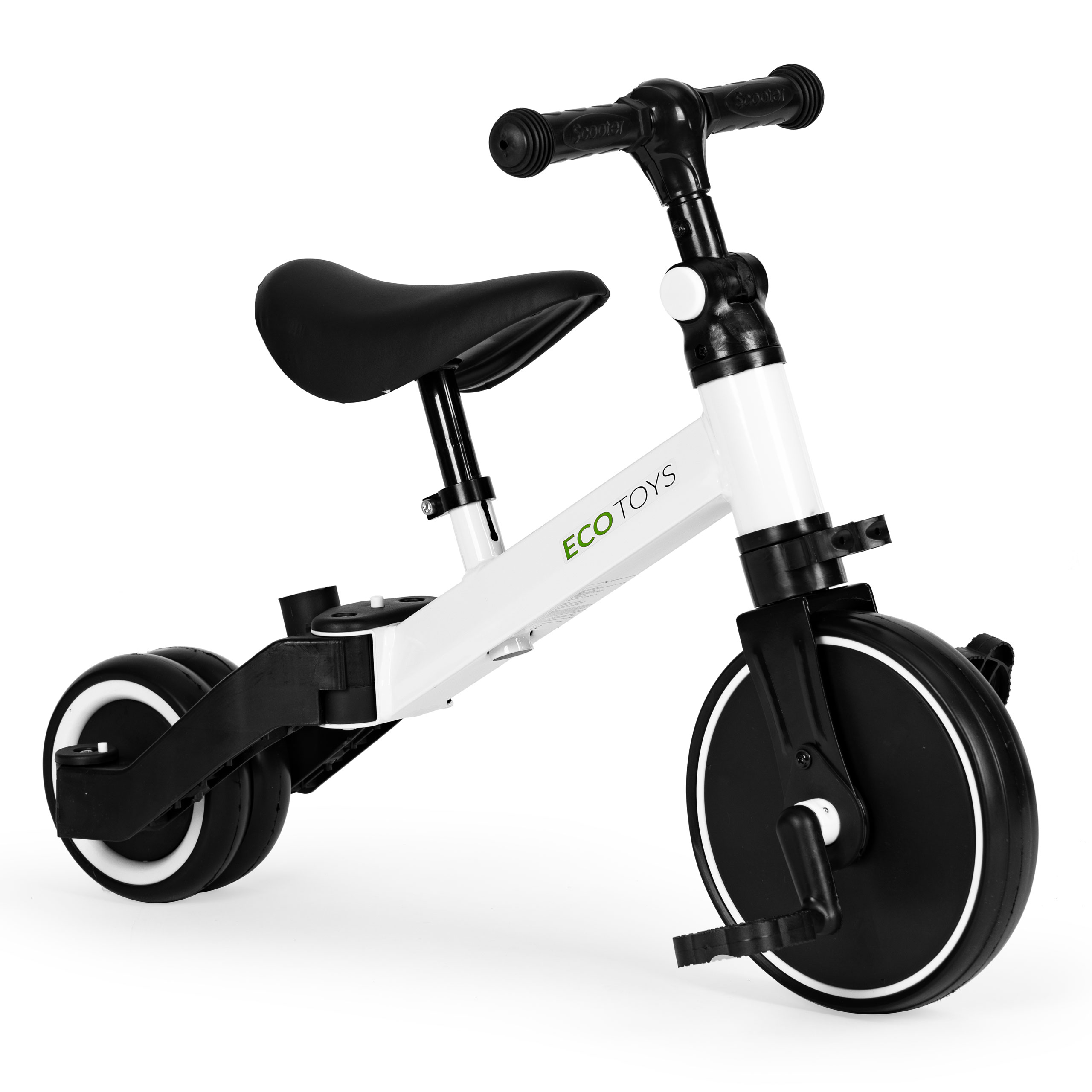 Daugiafunkcinis balansinis triratukas Ecotoys 2in1, baltas/juodas