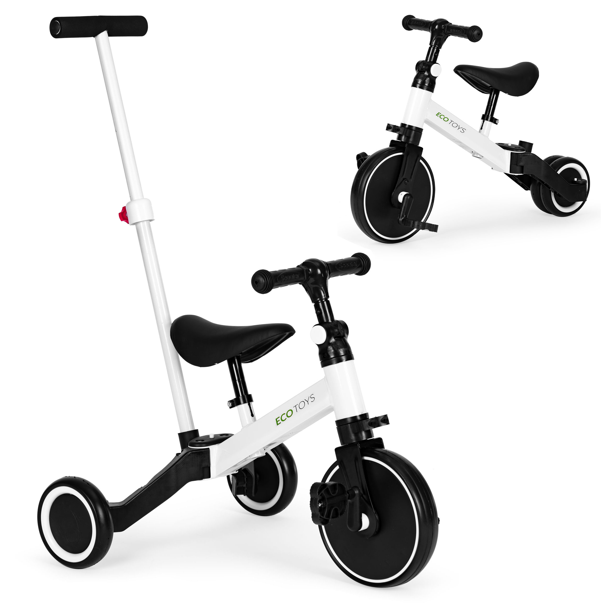 Daugiafunkcinis balansinis triratukas Ecotoys 2in1, baltas/juodas