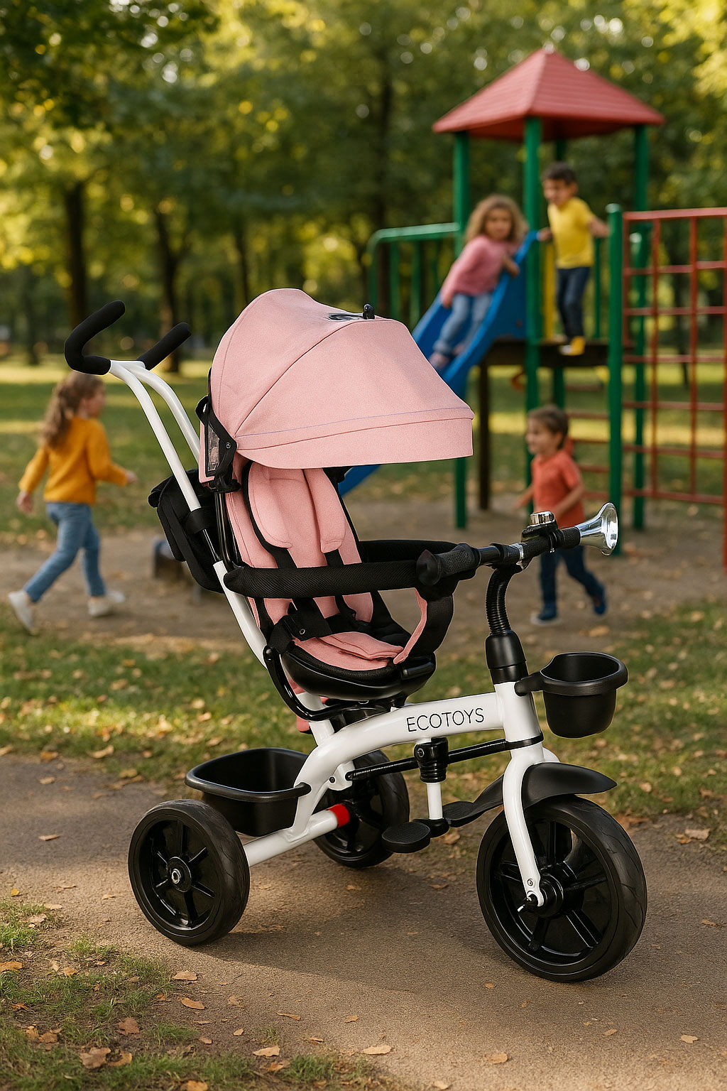 Ecotoys vaikiškas triratis su 360° besisukančia sėdyne