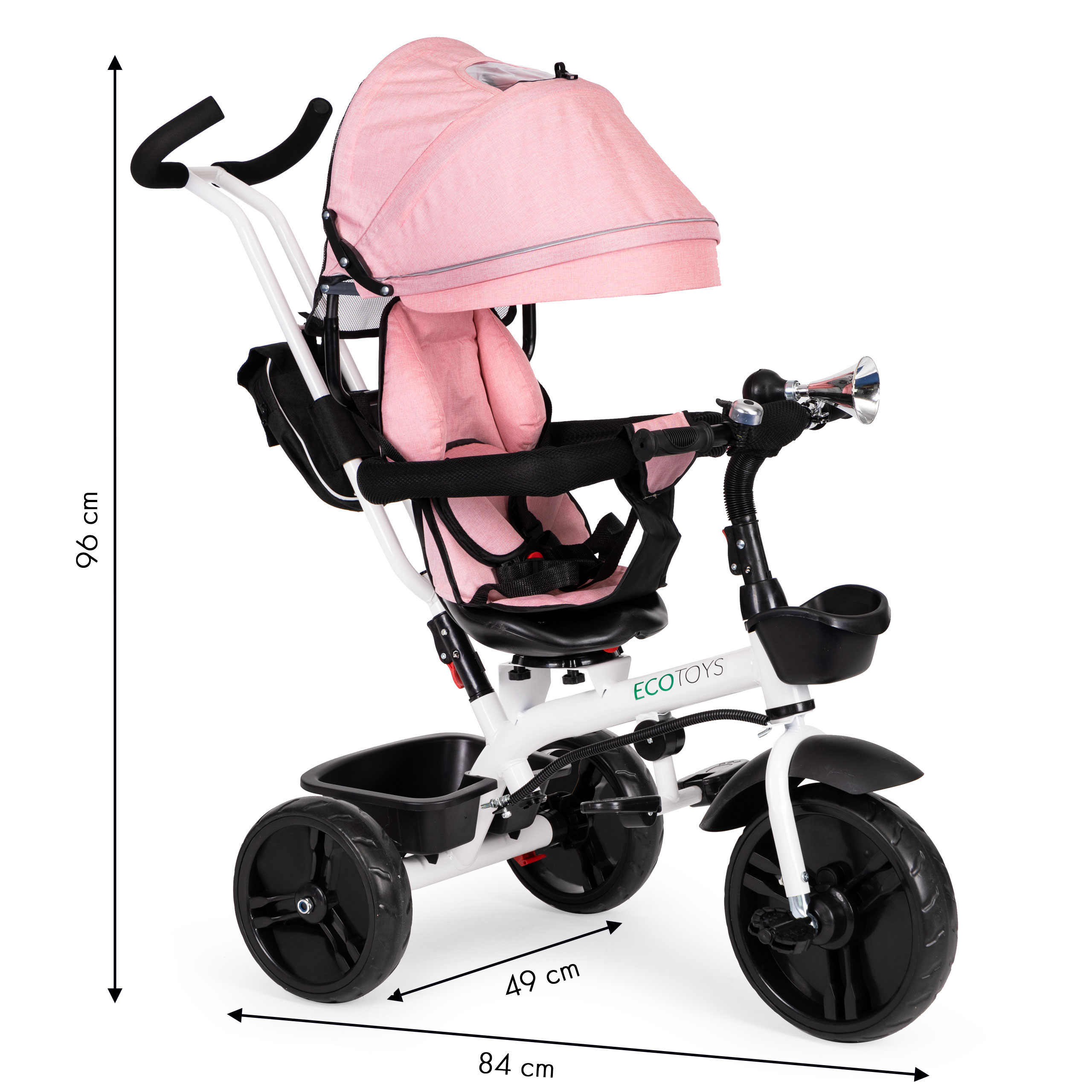 Ecotoys vaikiškas triratis su 360° besisukančia sėdyne