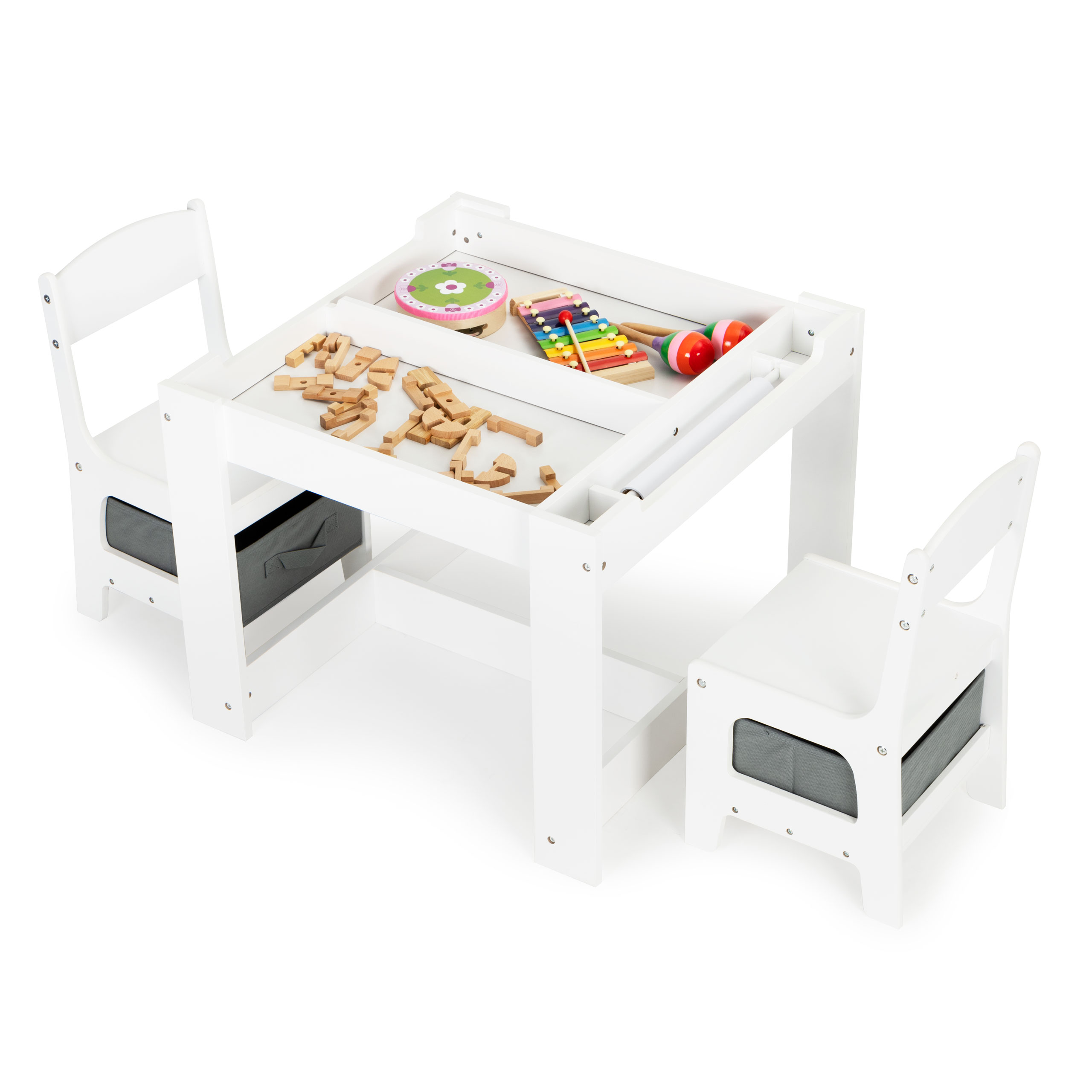 Medinis stalo ir kėdžių komplektas vaikams Ecotoys, baltas