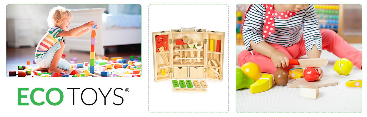 Medinių įrankių komplektas dėžutėje EcoToys XXL, 10 vnt.