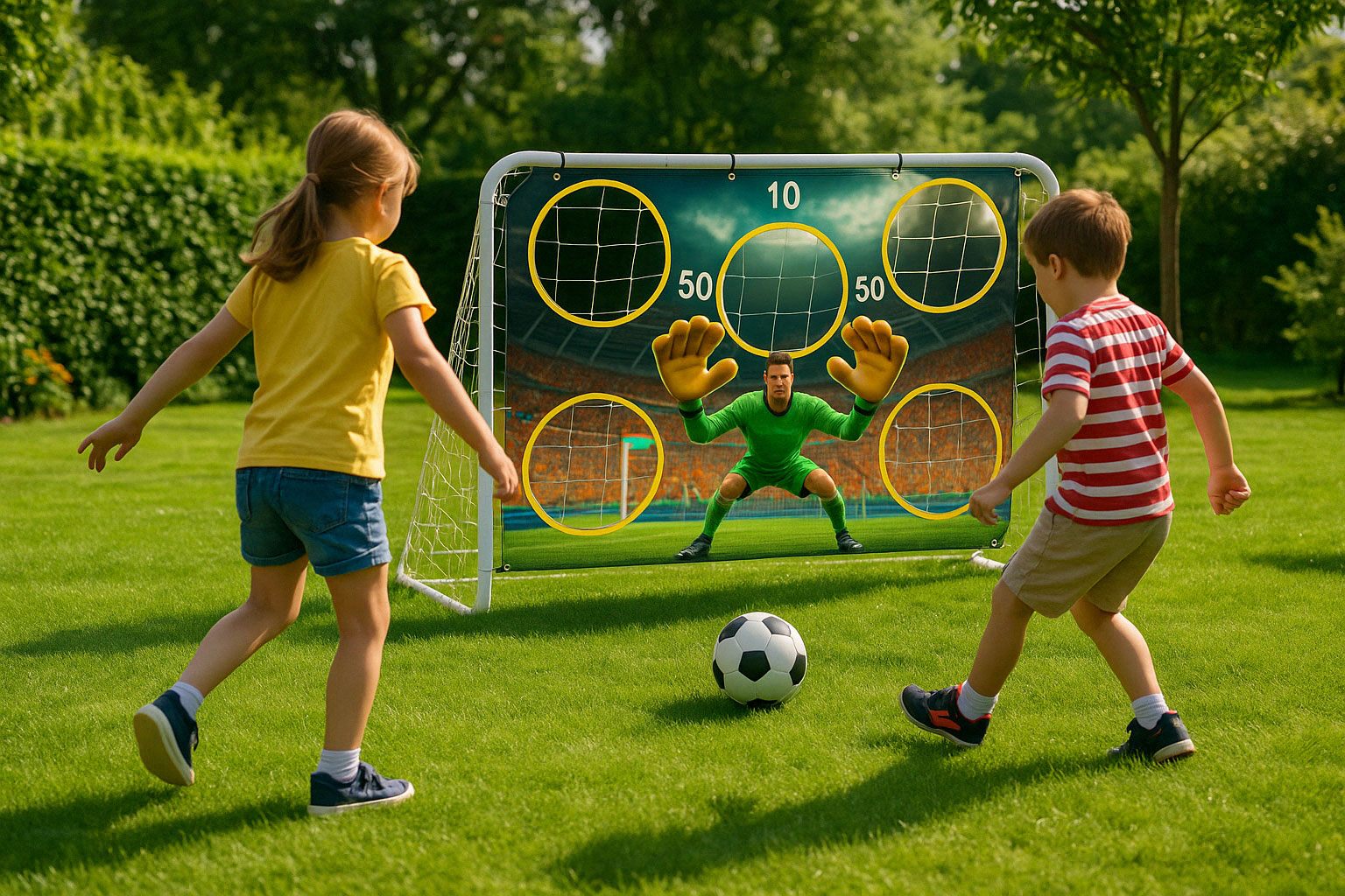 Futbolo vartai su kilimėliu 180x122cm