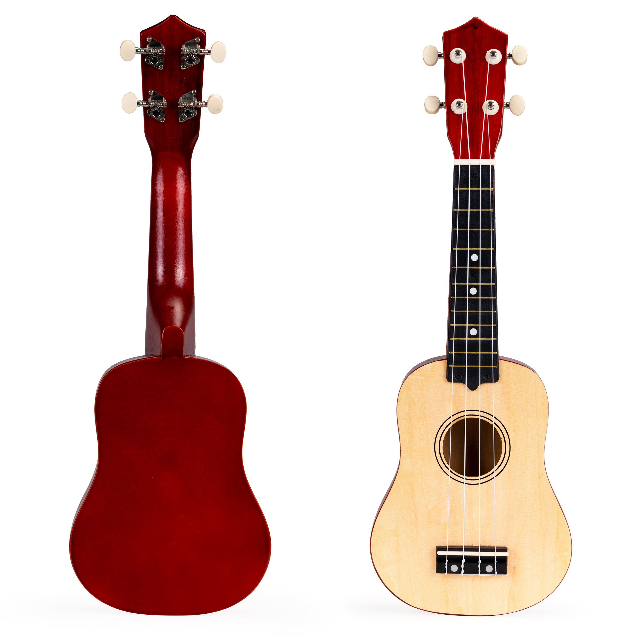 Vaikiška medinė ukulele gitara su 4 stygomis ecotoys, ruda / smėlio spalvos