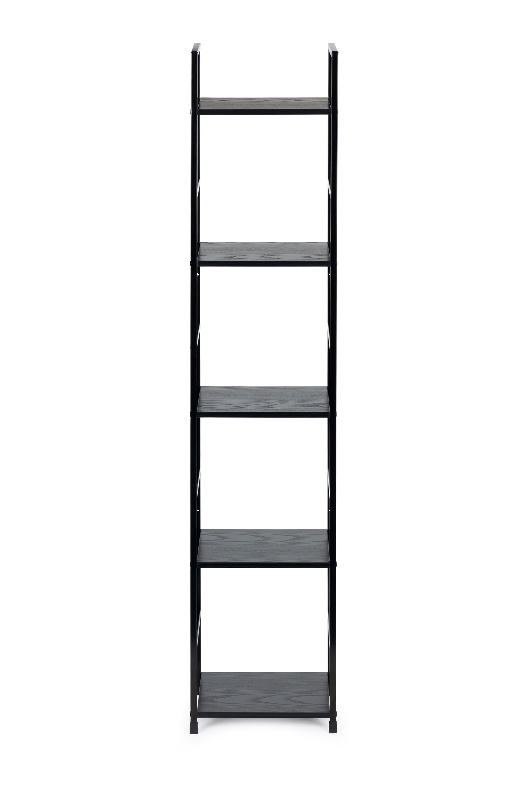 Moderni medinė lentyna, metaliniu rėmu loft, juoda