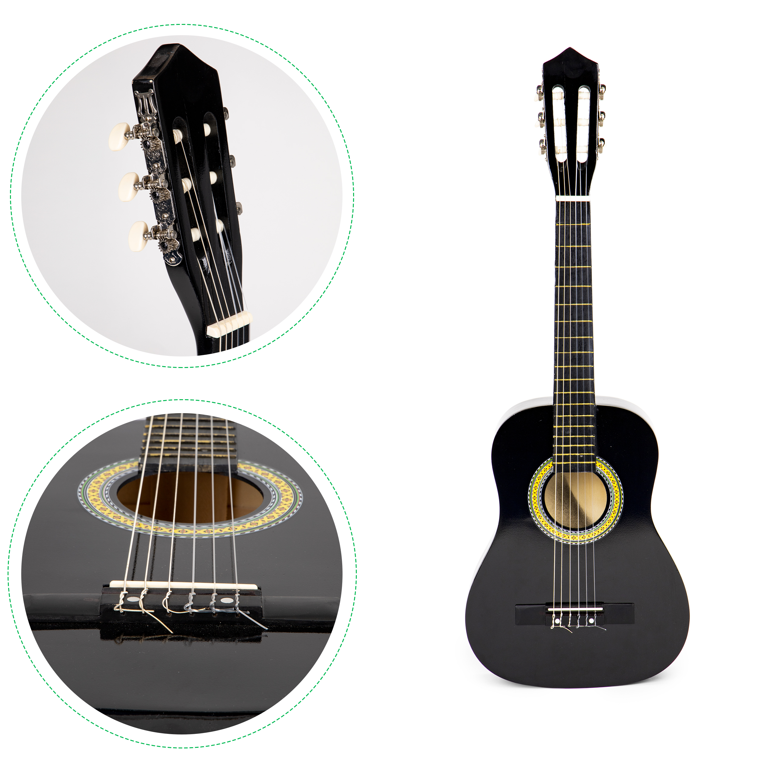 Vaikiška medinė gitara ecotoys, juoda