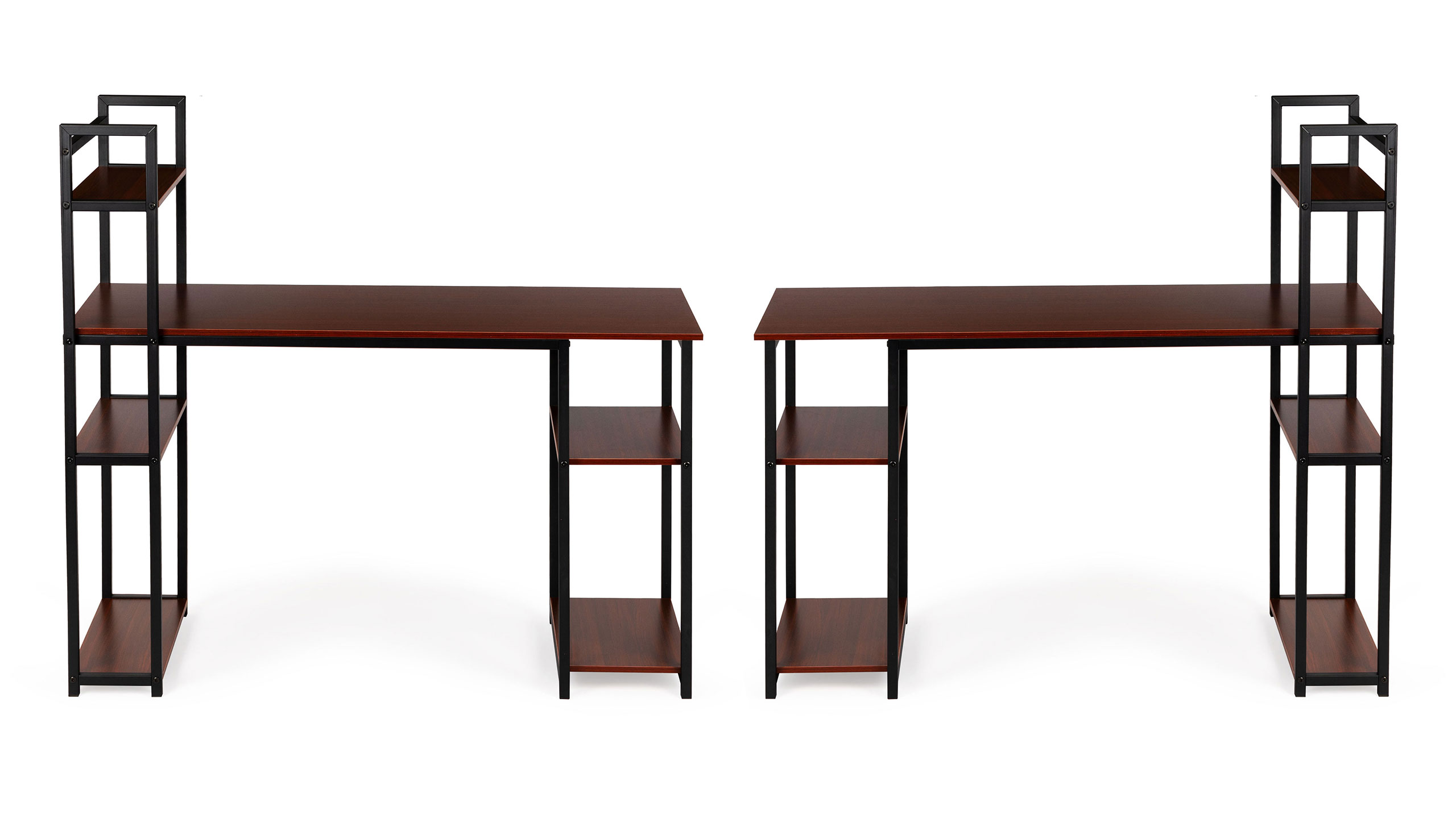 Darvo stalas su lentynomis dark bronze