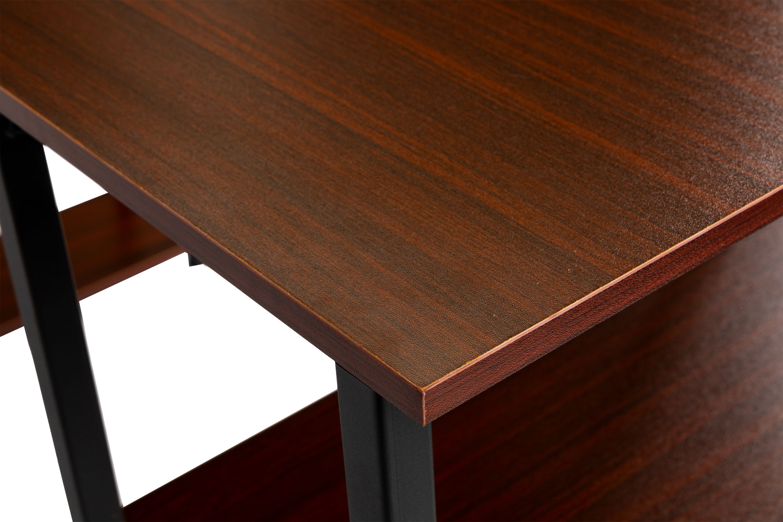 Darvo stalas su lentynomis dark bronze