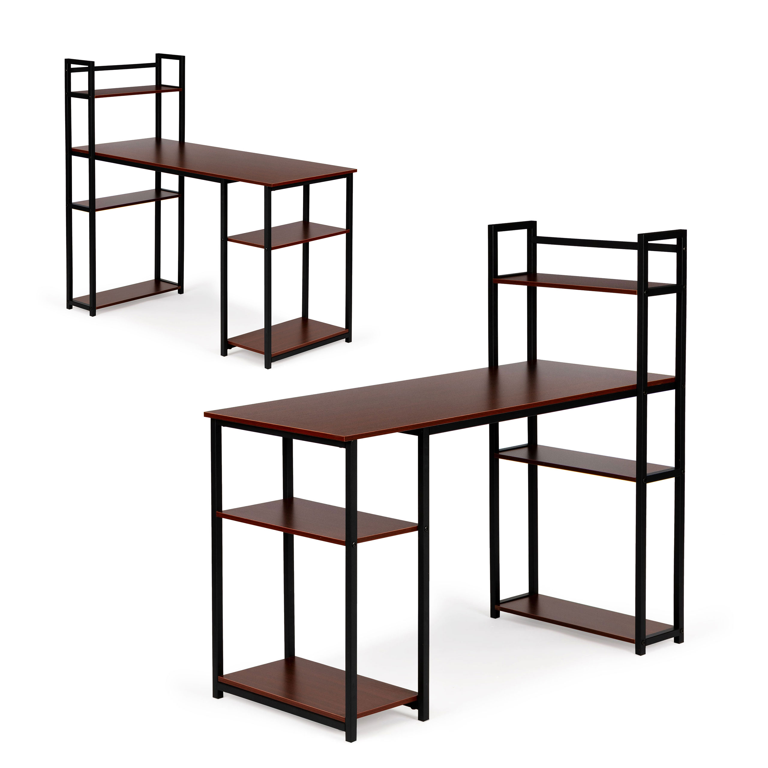 Darvo stalas su lentynomis dark bronze