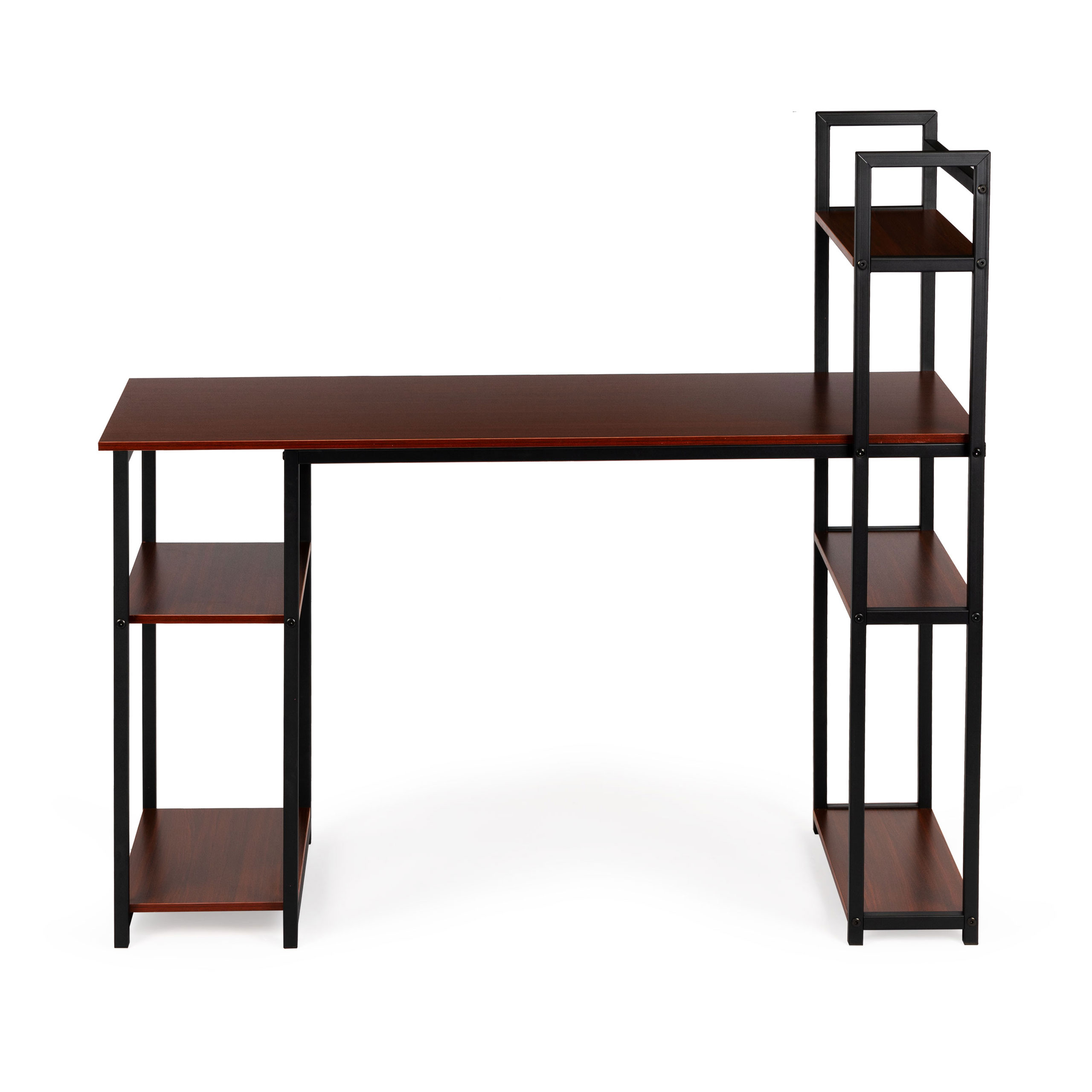 Darvo stalas su lentynomis dark bronze