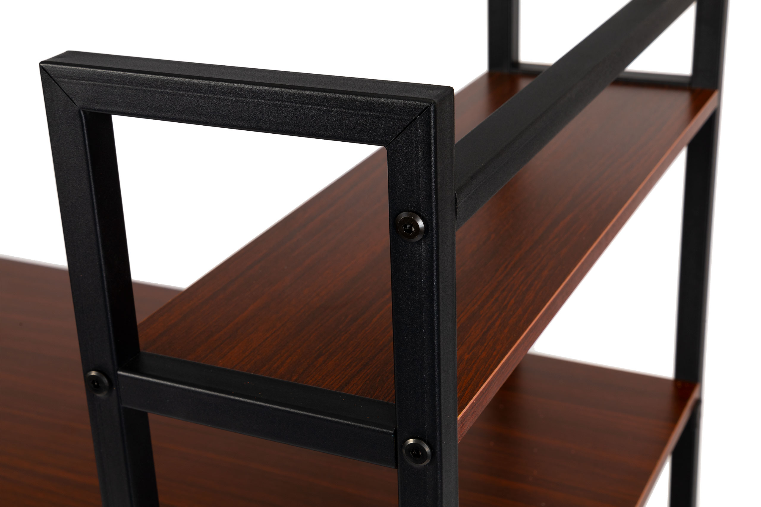 Darvo stalas su lentynomis dark bronze