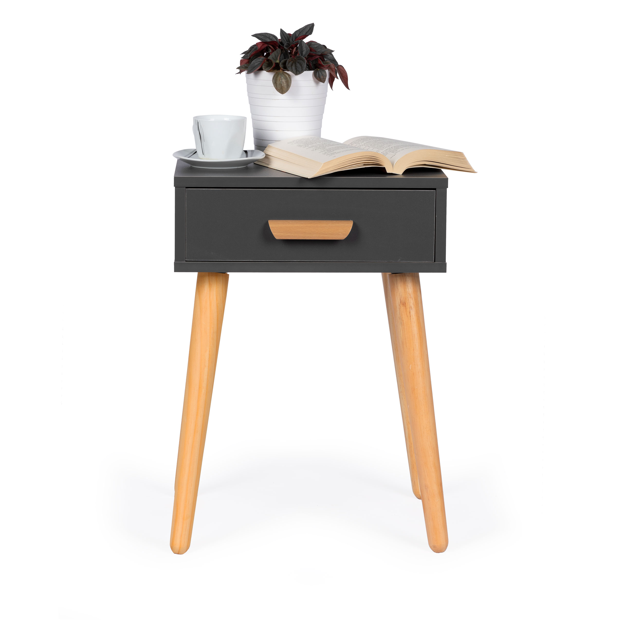 Spintelė prie lovos modernhome, pilka/ruda