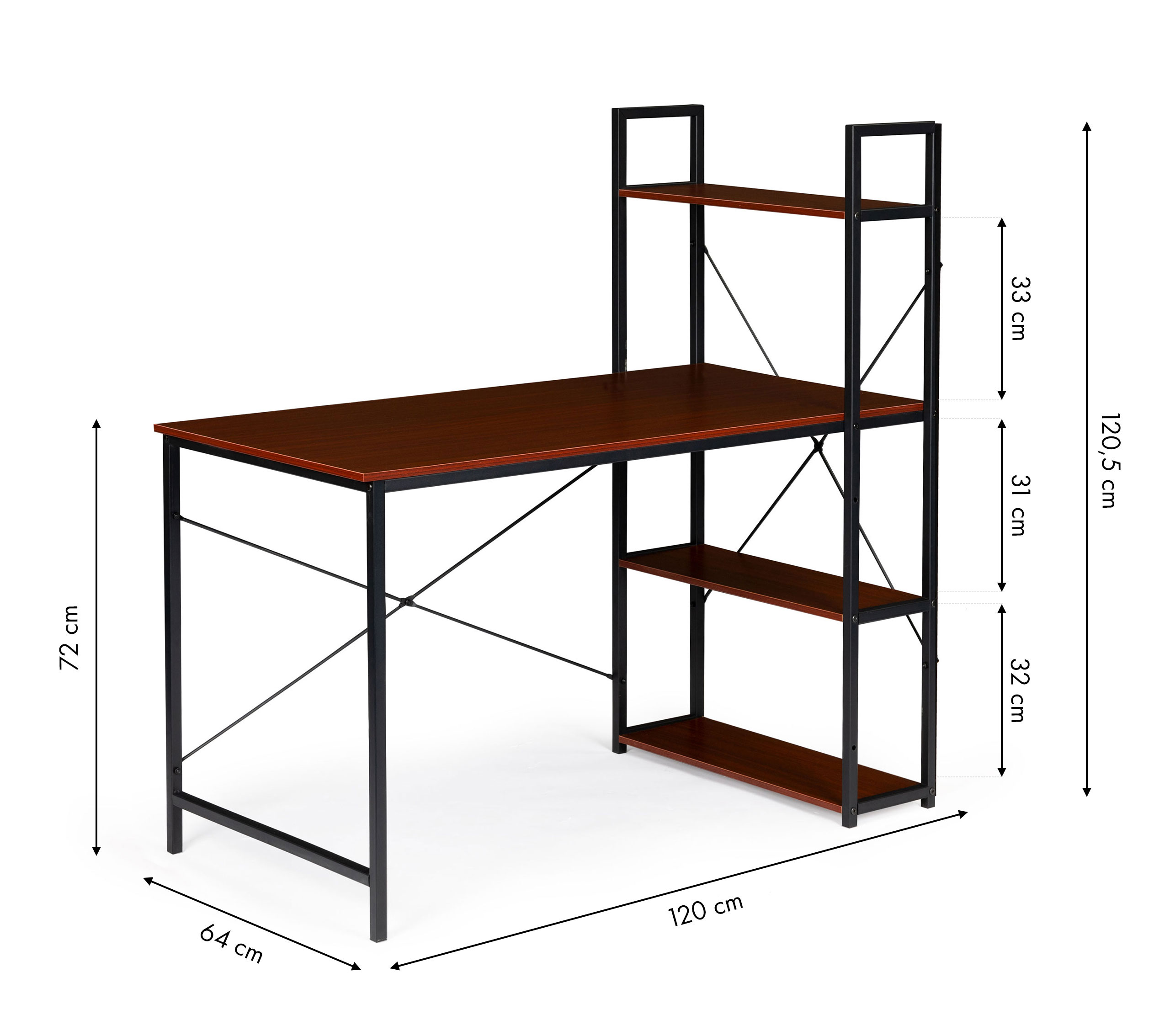 Rašomasis stalas modern home, 120x64 cm, rudas/juodas