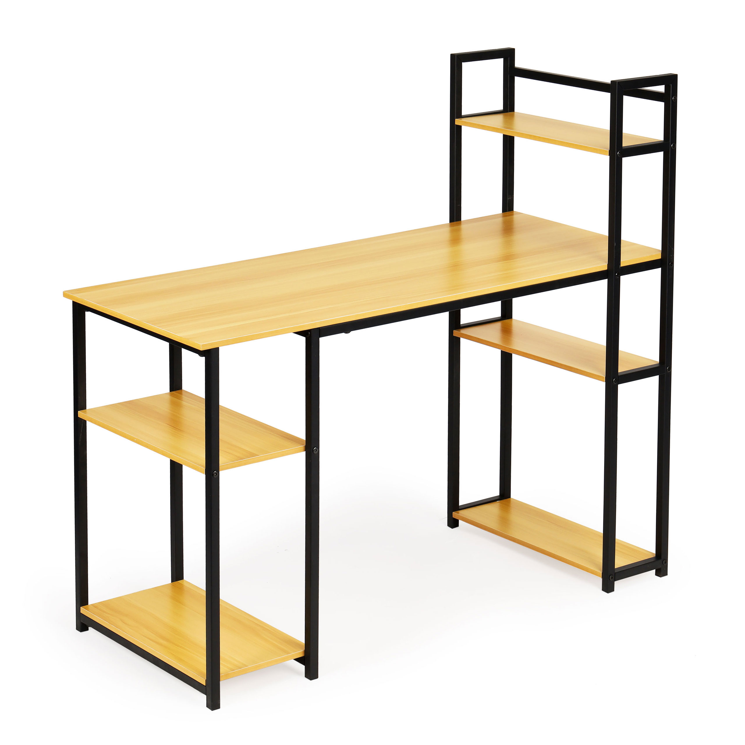 Darbo stalas su lentynomis light oak