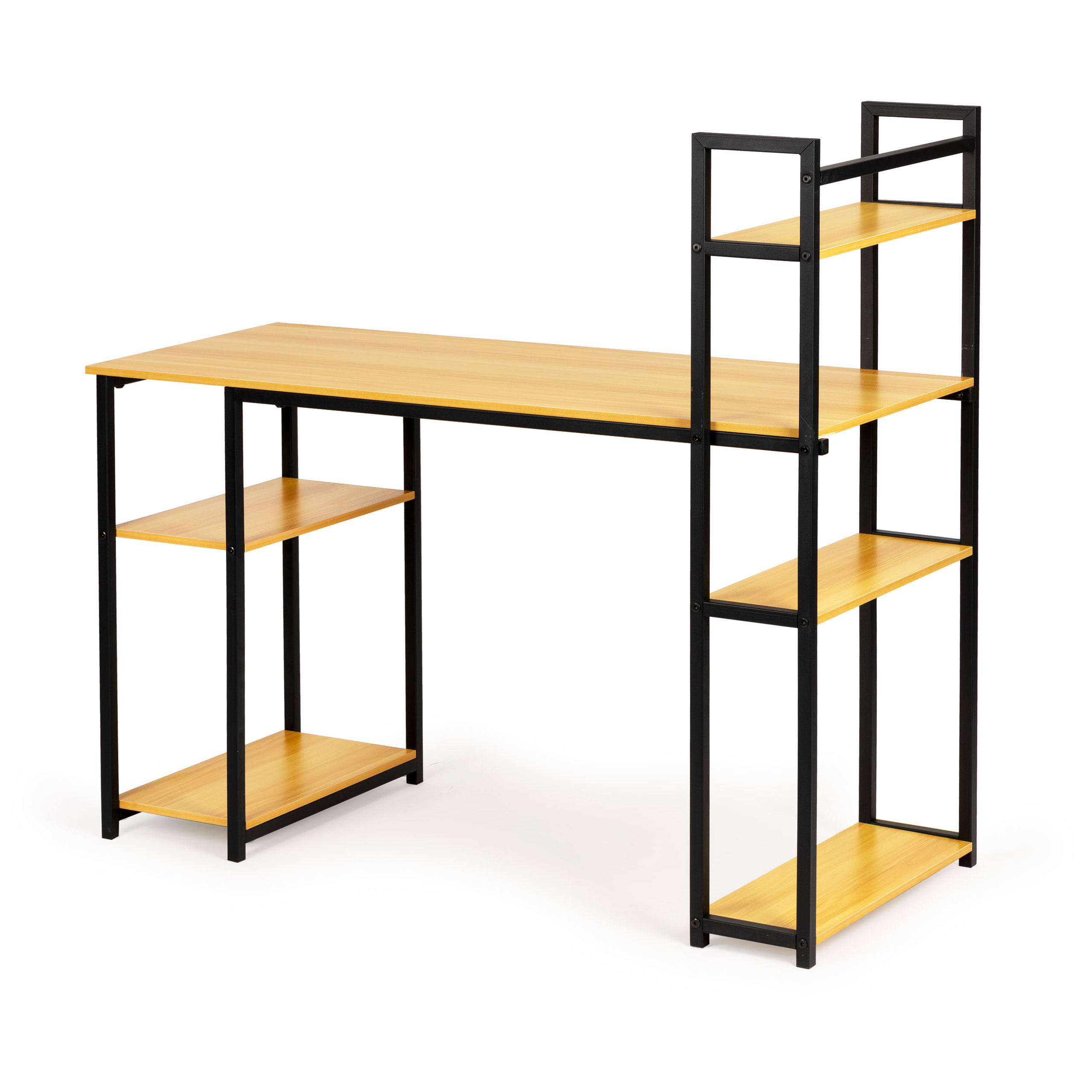 Darbo stalas su lentynomis light oak