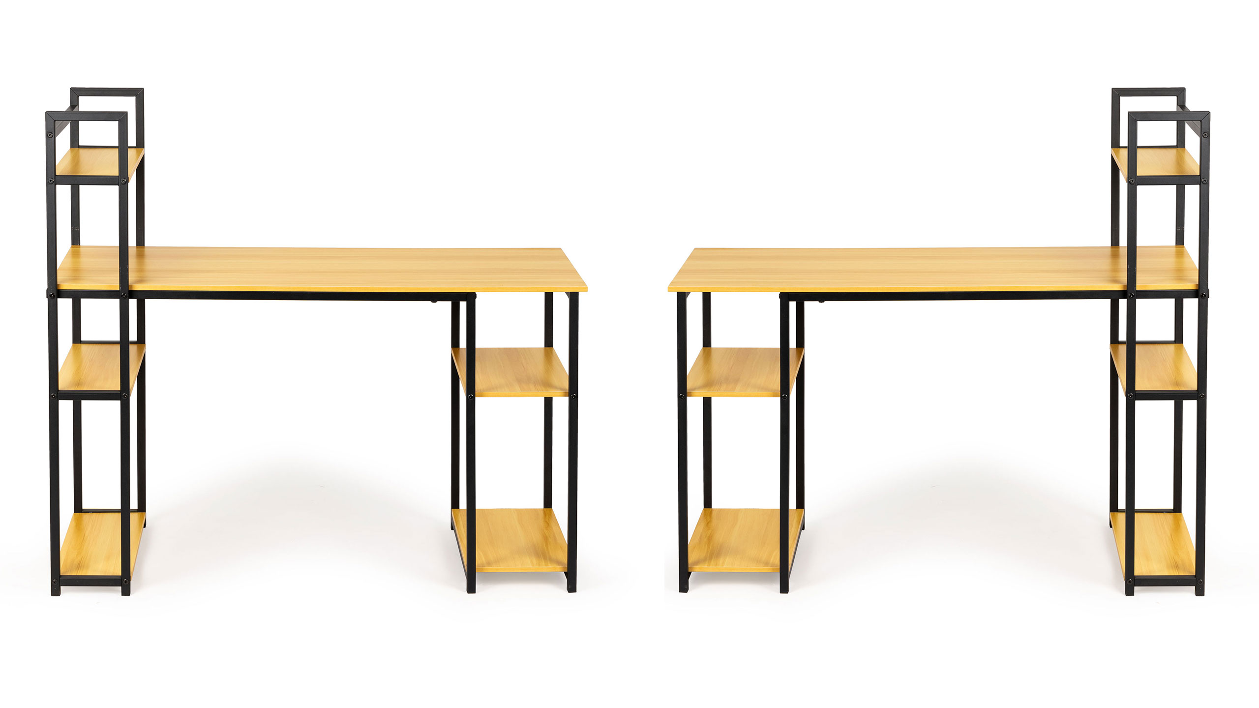 Darbo stalas su lentynomis light oak