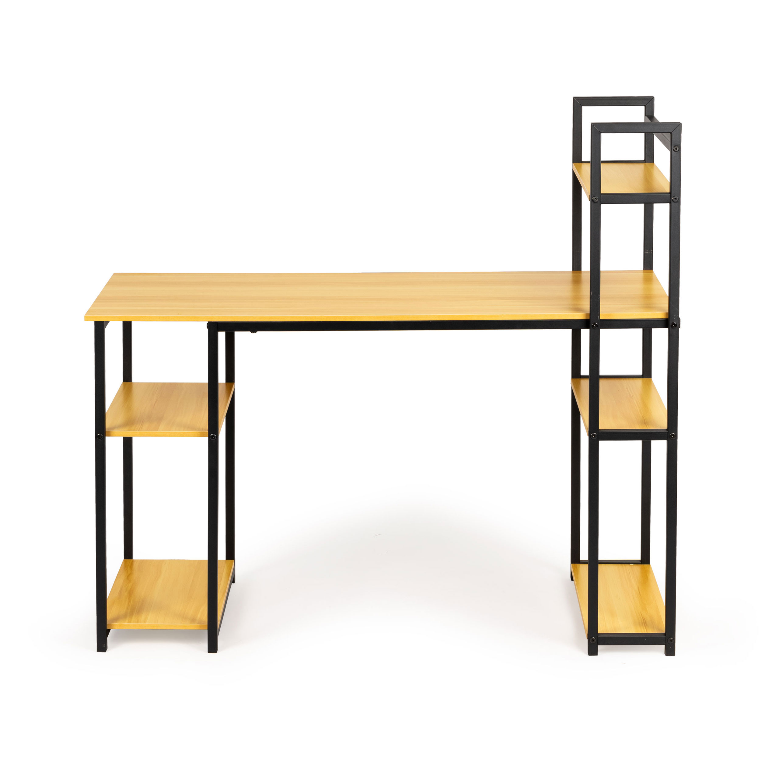 Darbo stalas su lentynomis light oak